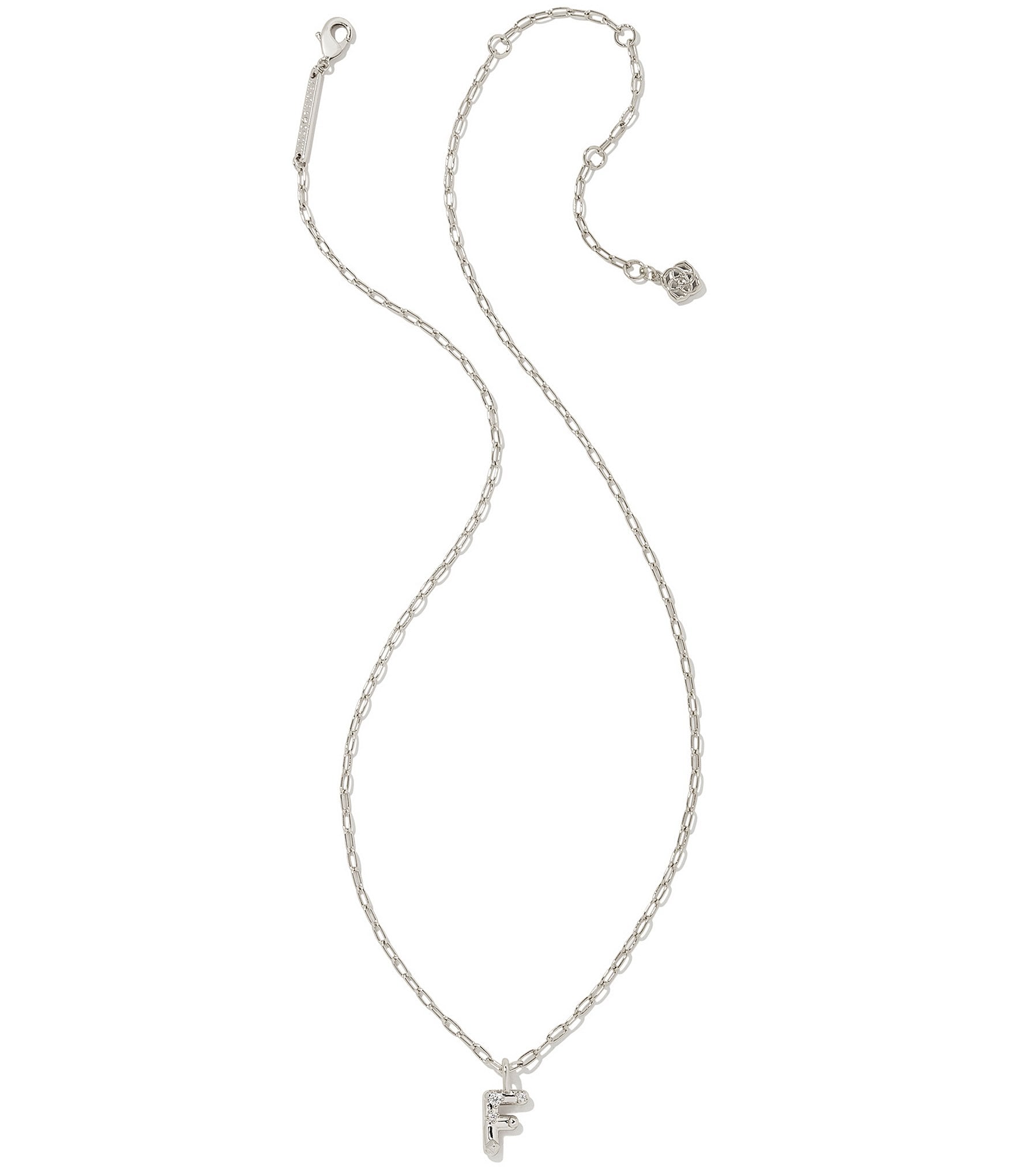 Kendra Scott Crystal Initial Letter Silver Short Pendant Necklace