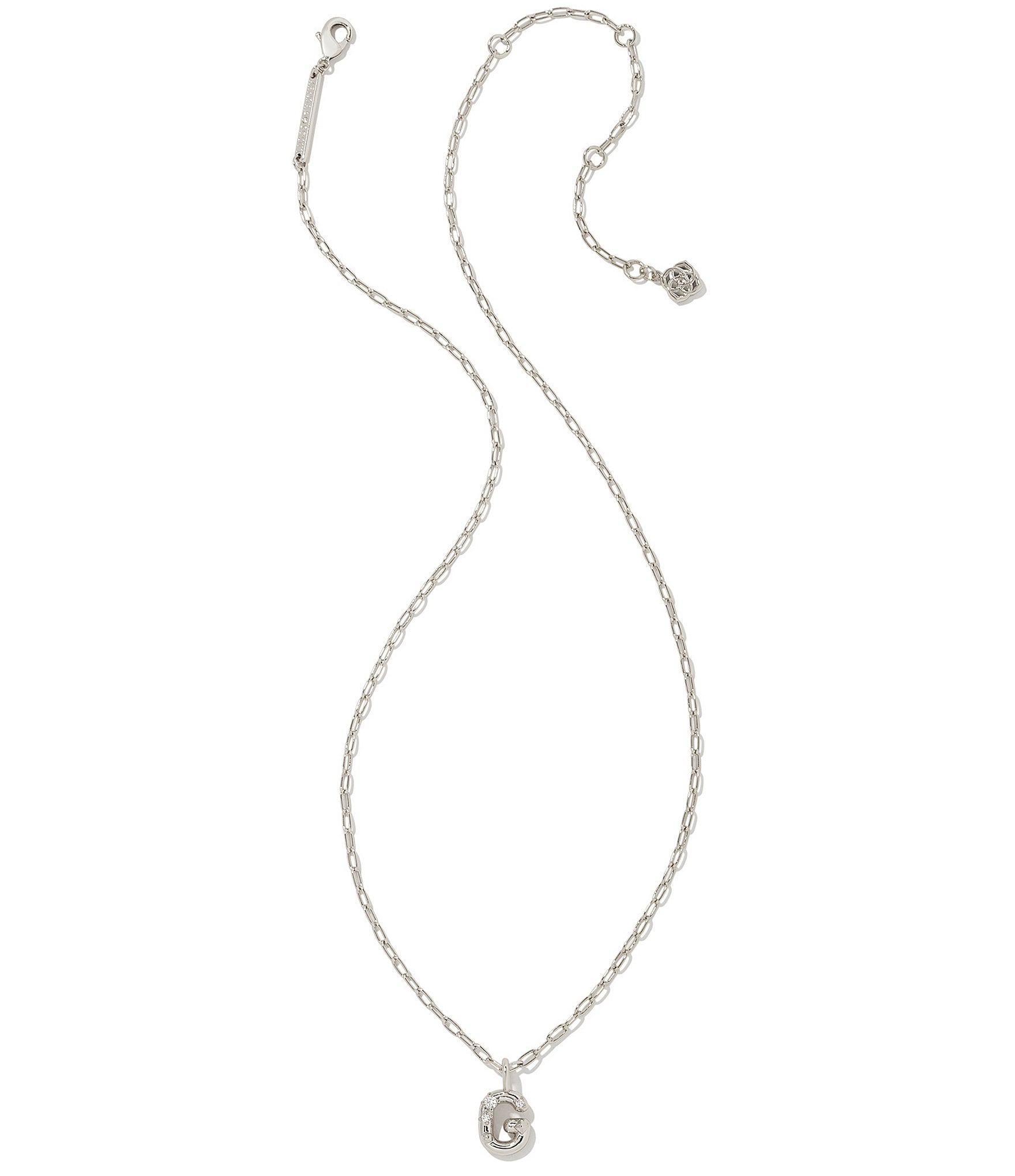 Kendra Scott Crystal Initial Letter Silver Short Pendant Necklace