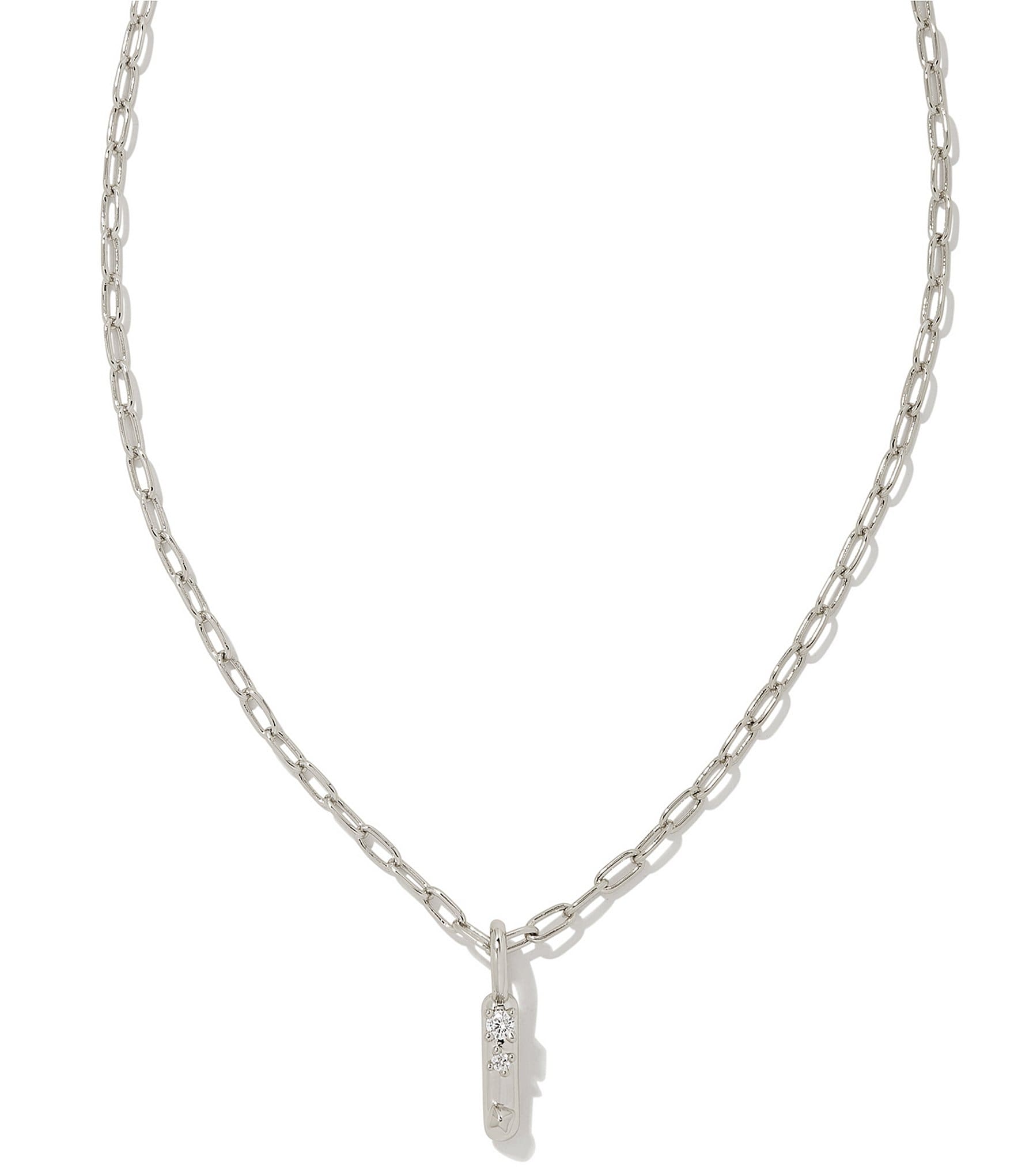 Kendra Scott Crystal Initial Letter Silver Short Pendant Necklace