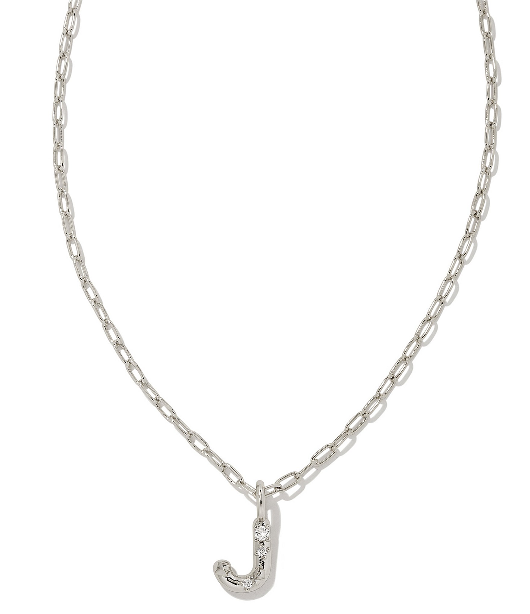 Kendra Scott Crystal Initial Letter Silver Short Pendant Necklace