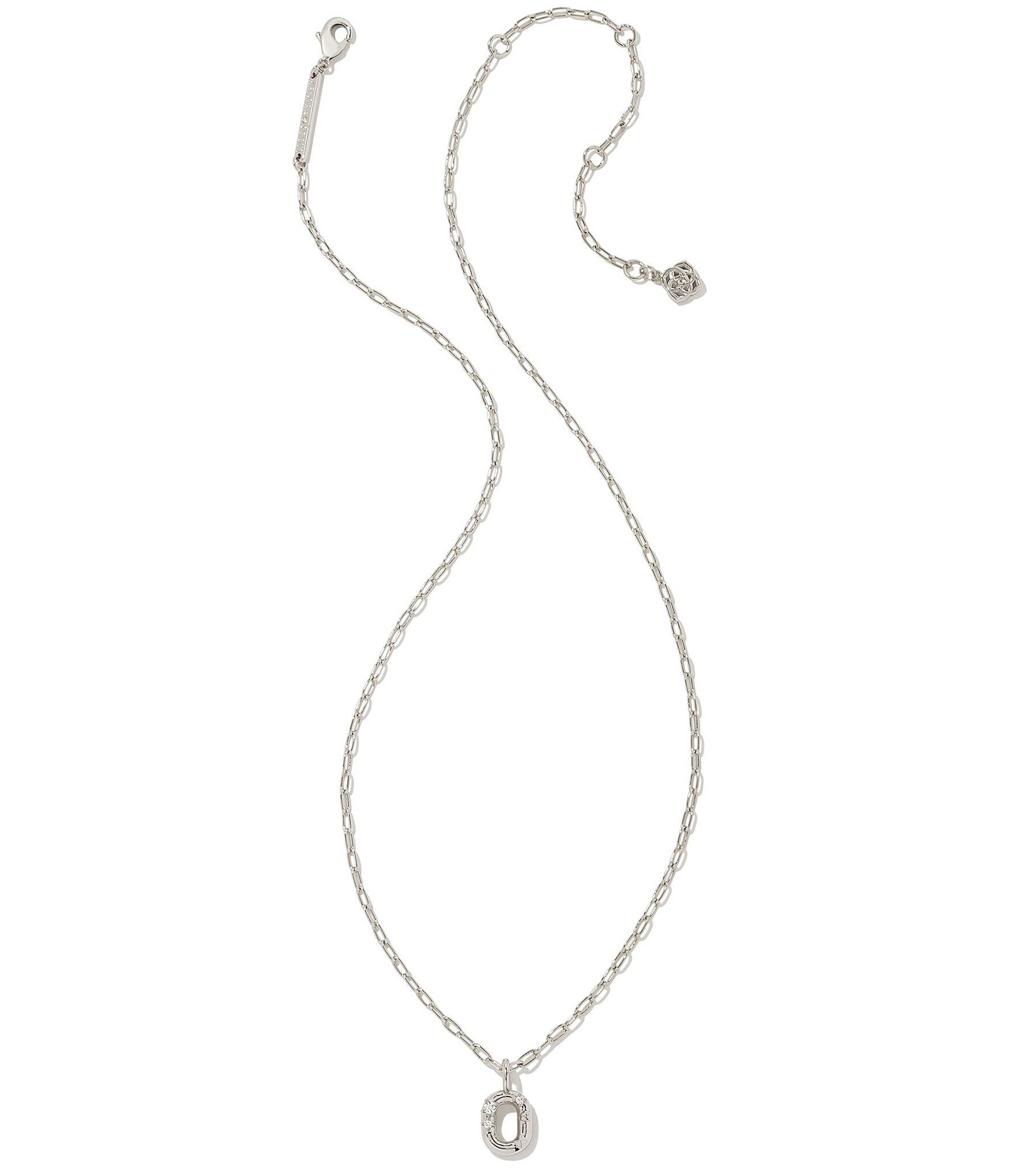 Kendra Scott Crystal Initial Letter Silver Short Pendant Necklace