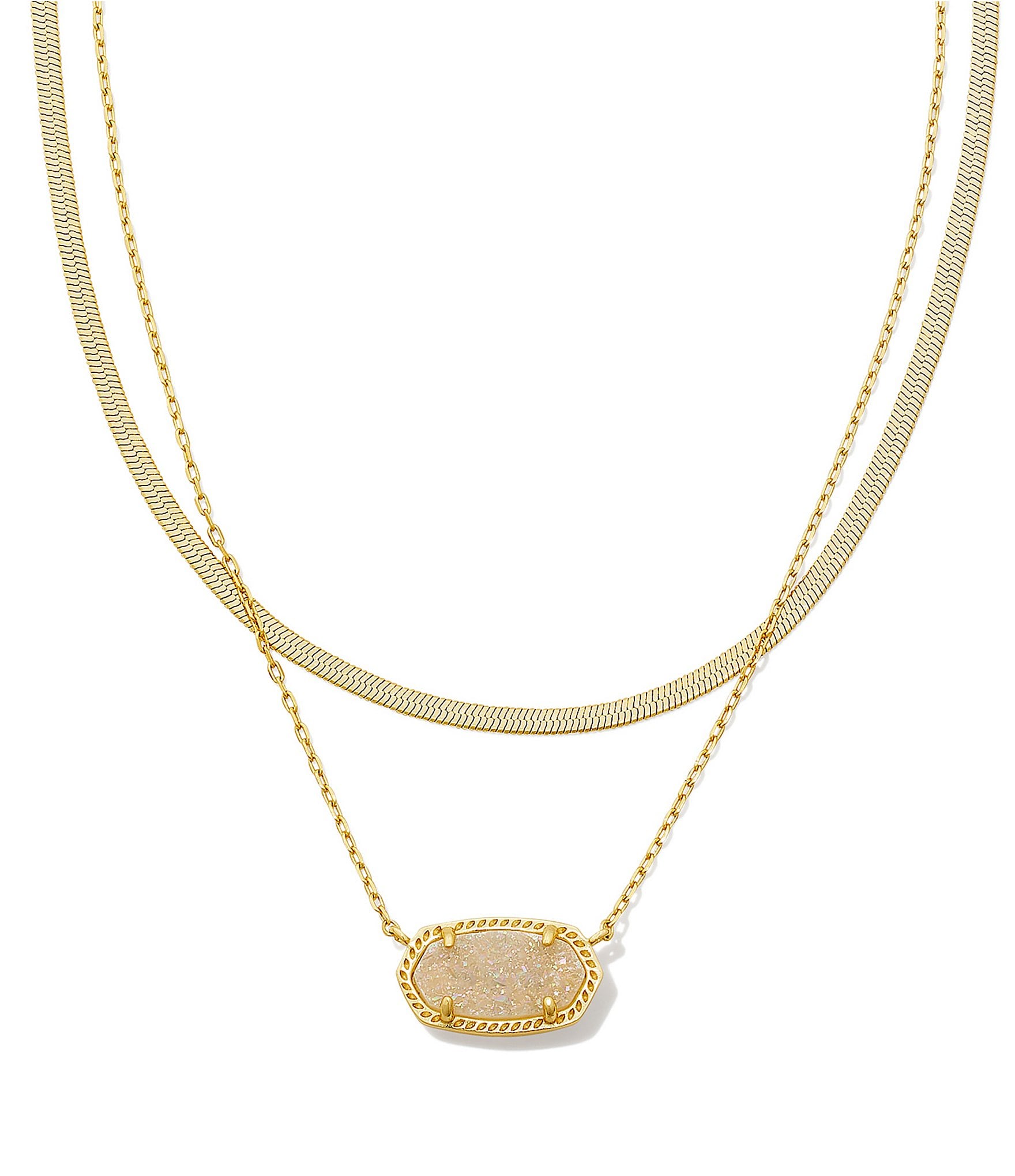 Kendra Scott Elisa Herringbone Short Multi Strand Necklace