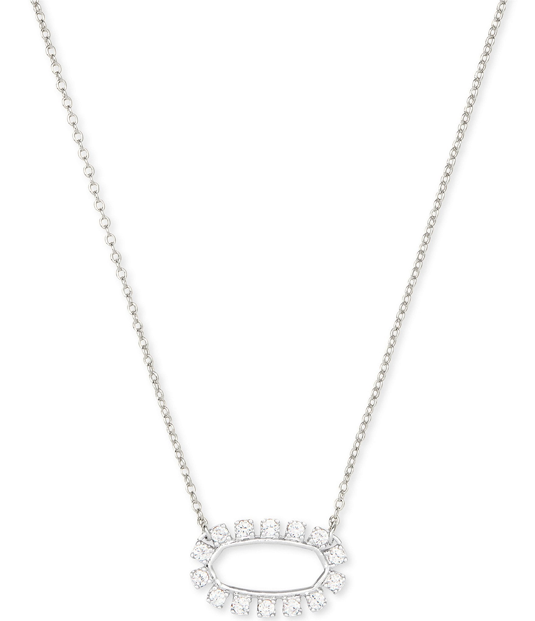 Elisa Open Frame Crystal Pendant Necklace in Gold