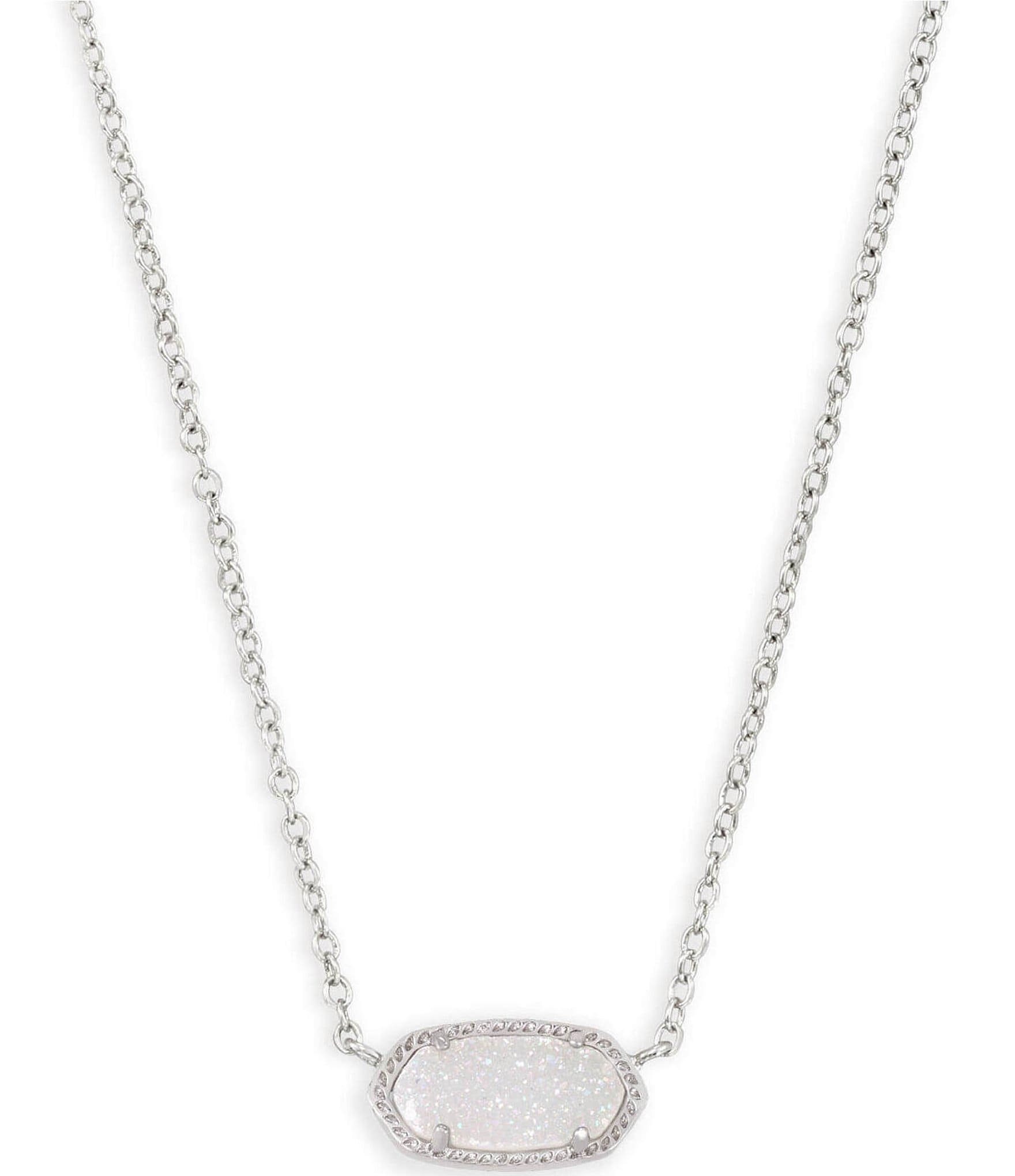 Kendra Scott Elisa Silver Drusy Pendant Necklace