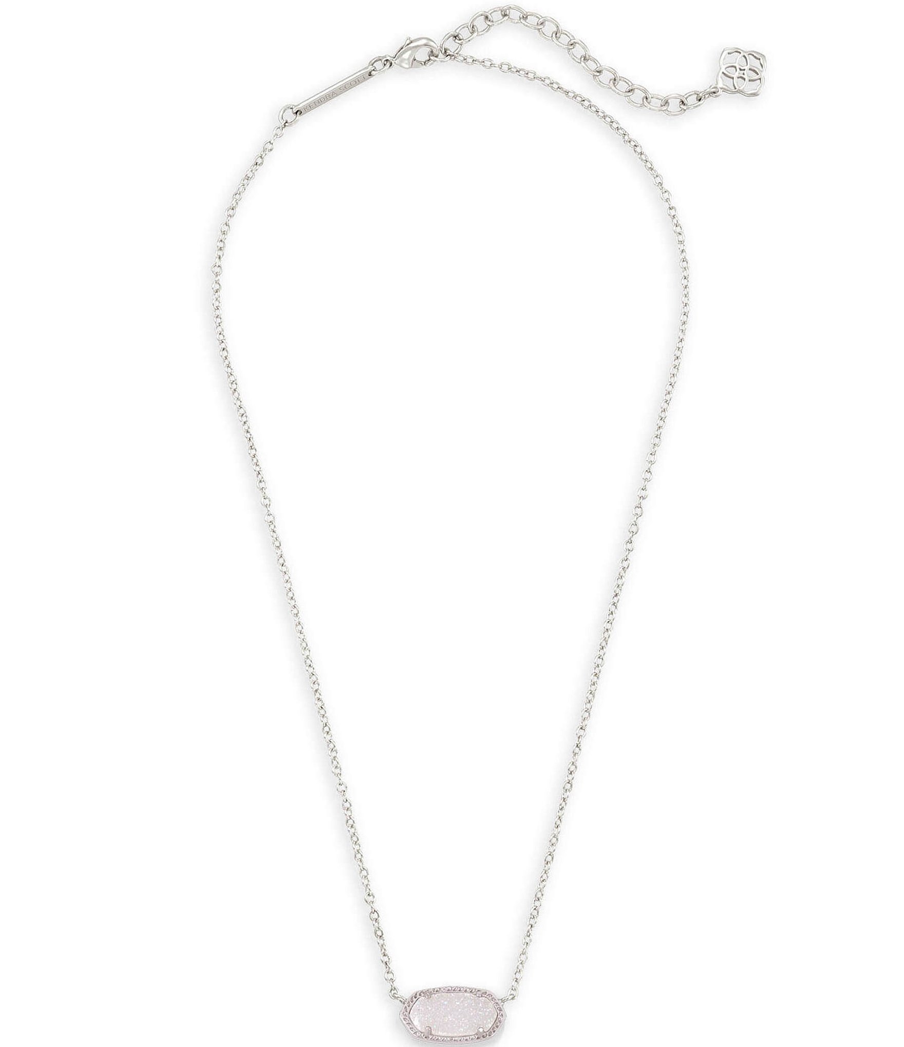 Kendra Scott Elisa Silver Drusy Pendant Necklace