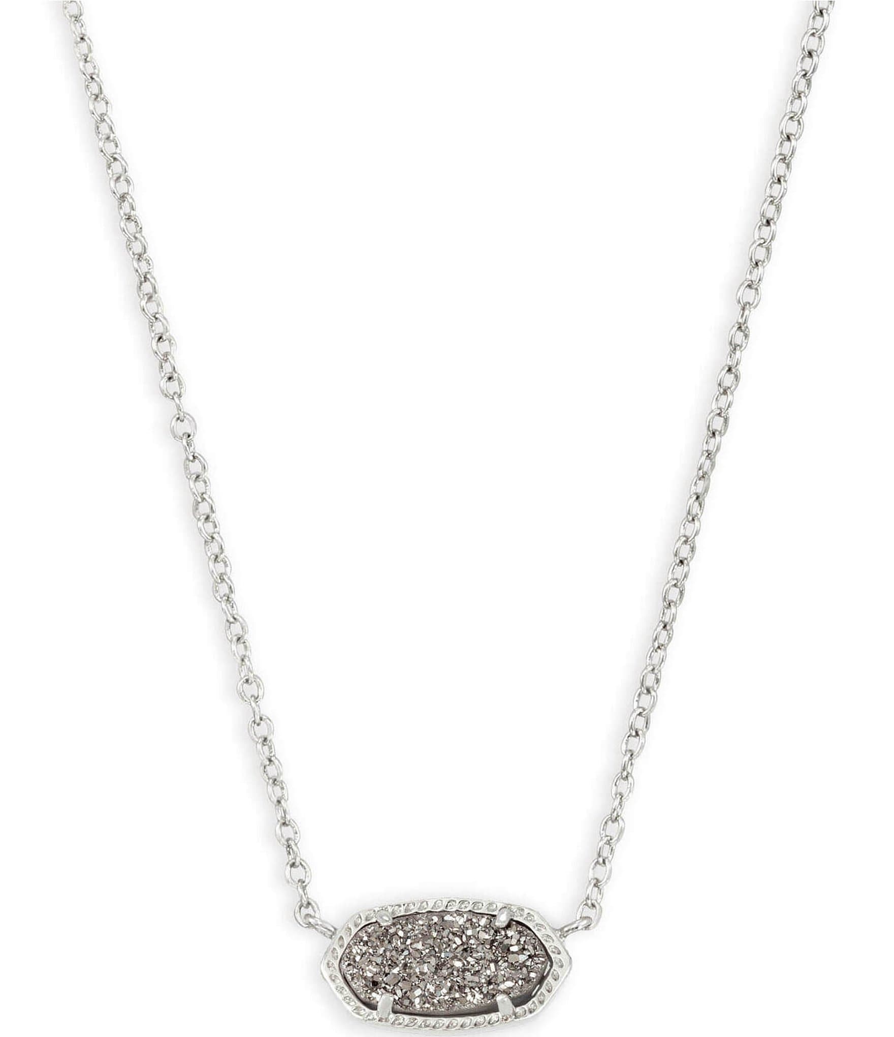 Kendra Scott Elisa Silver Drusy Pendant Necklace