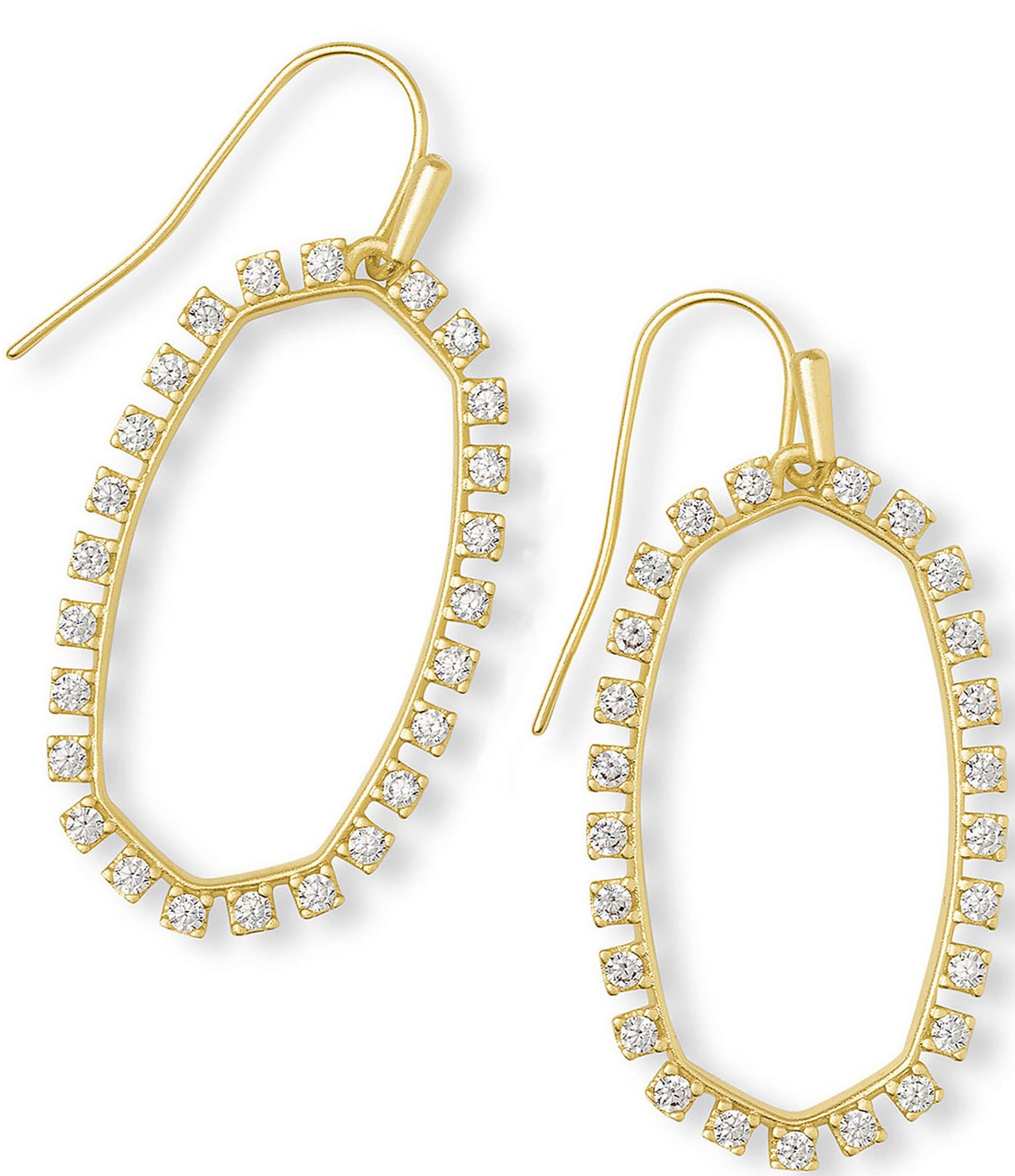 Off Park Collection, Gold-Tone Open-Center Floral Leaf Oval AB Crystal Earrings.