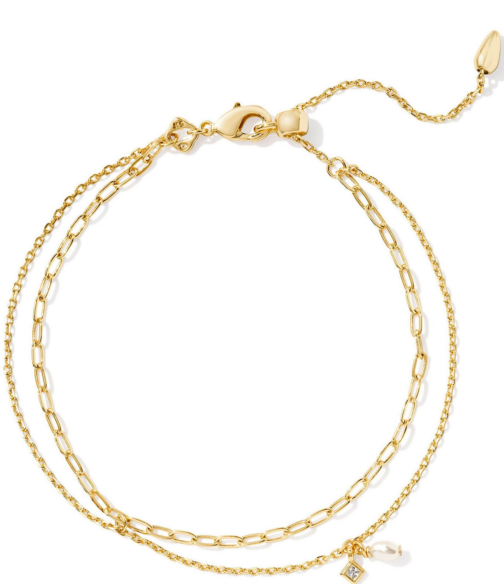 Kendra Scott Eve Crystal and Pearl Multi Strand Chain Line Bracelet