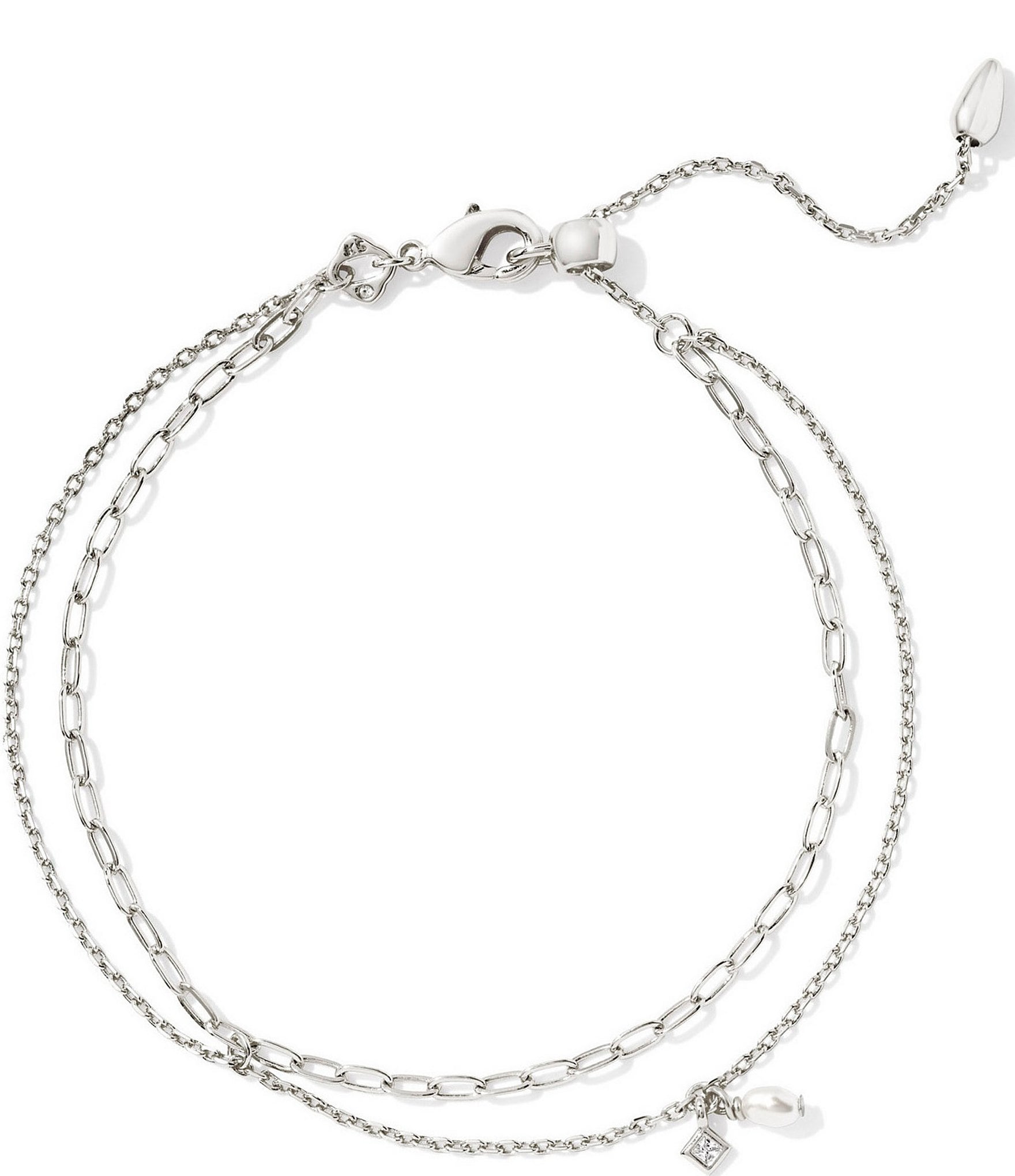 Kendra Scott Eve Crystal and Pearl Multi Strand Chain Line Bracelet