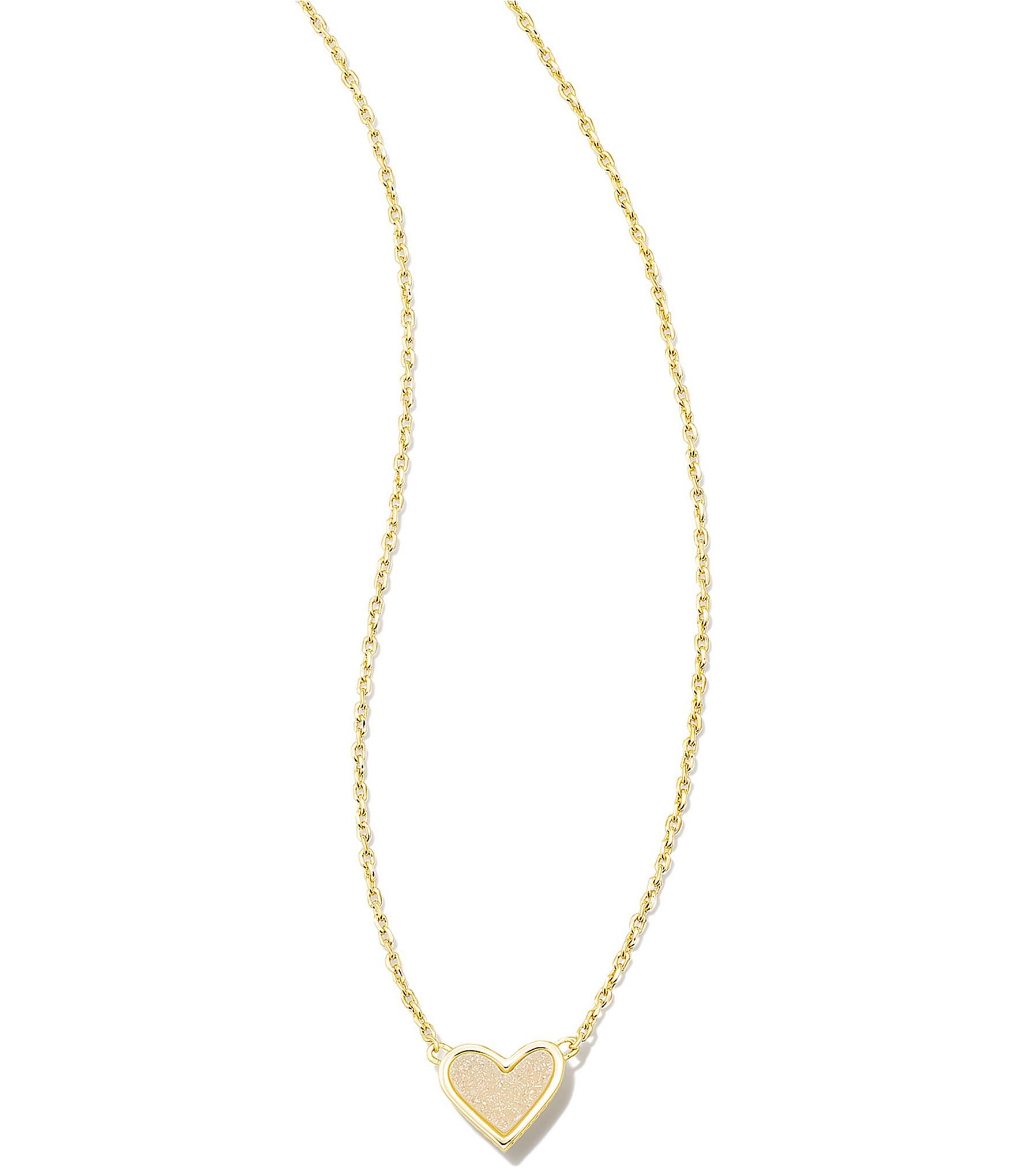 Kendra Scott Framed Ari Heart Gold Drusy Short Pendant Necklace