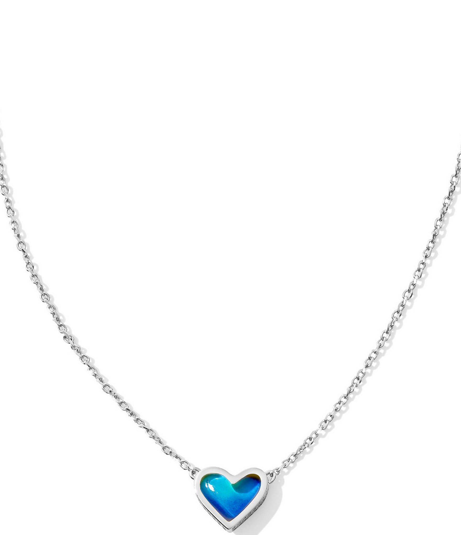 Kendra Scott Framed Ari Heart Silver Opal Short Pendant Necklace