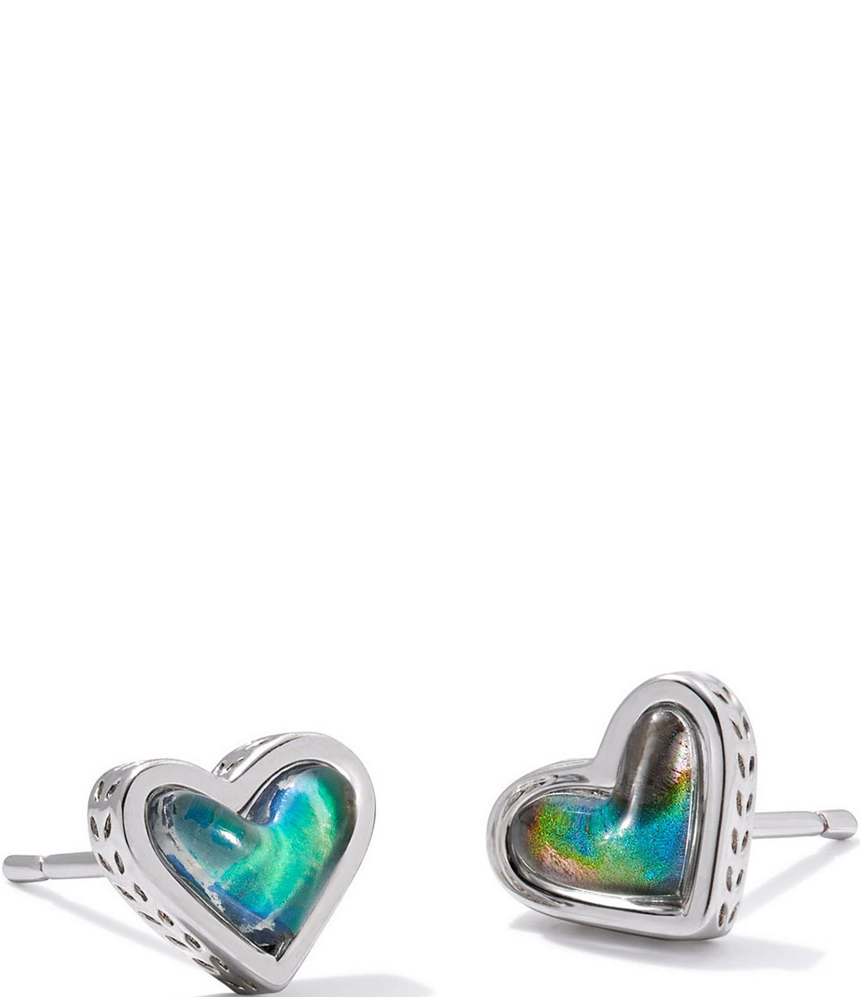 Kendra Scott Silver Framed Ari Heart Silver Stud Earrings