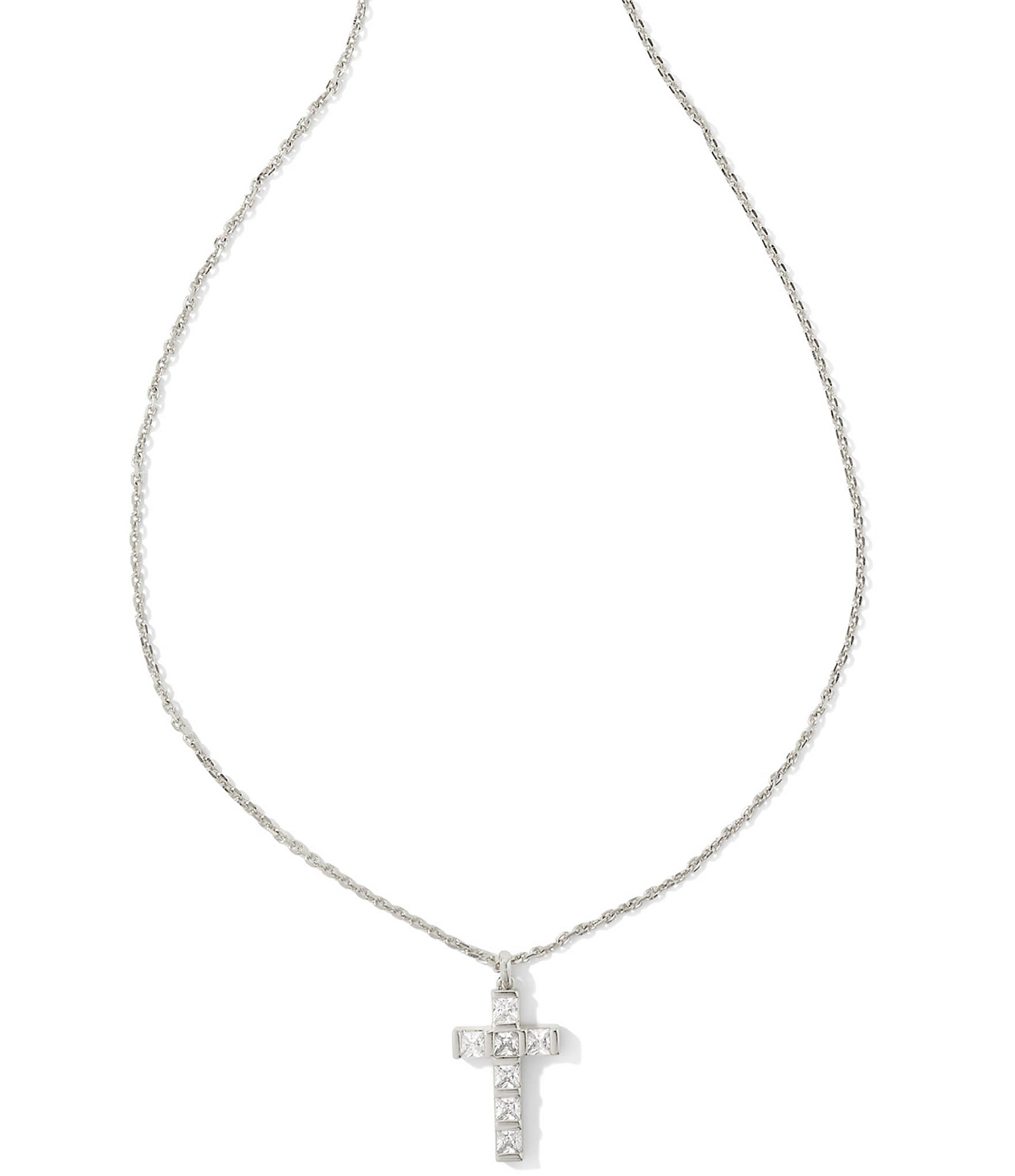 Kendra Scott Crystal Gracie Silver Cross Short Pendant Necklace | Dillard's