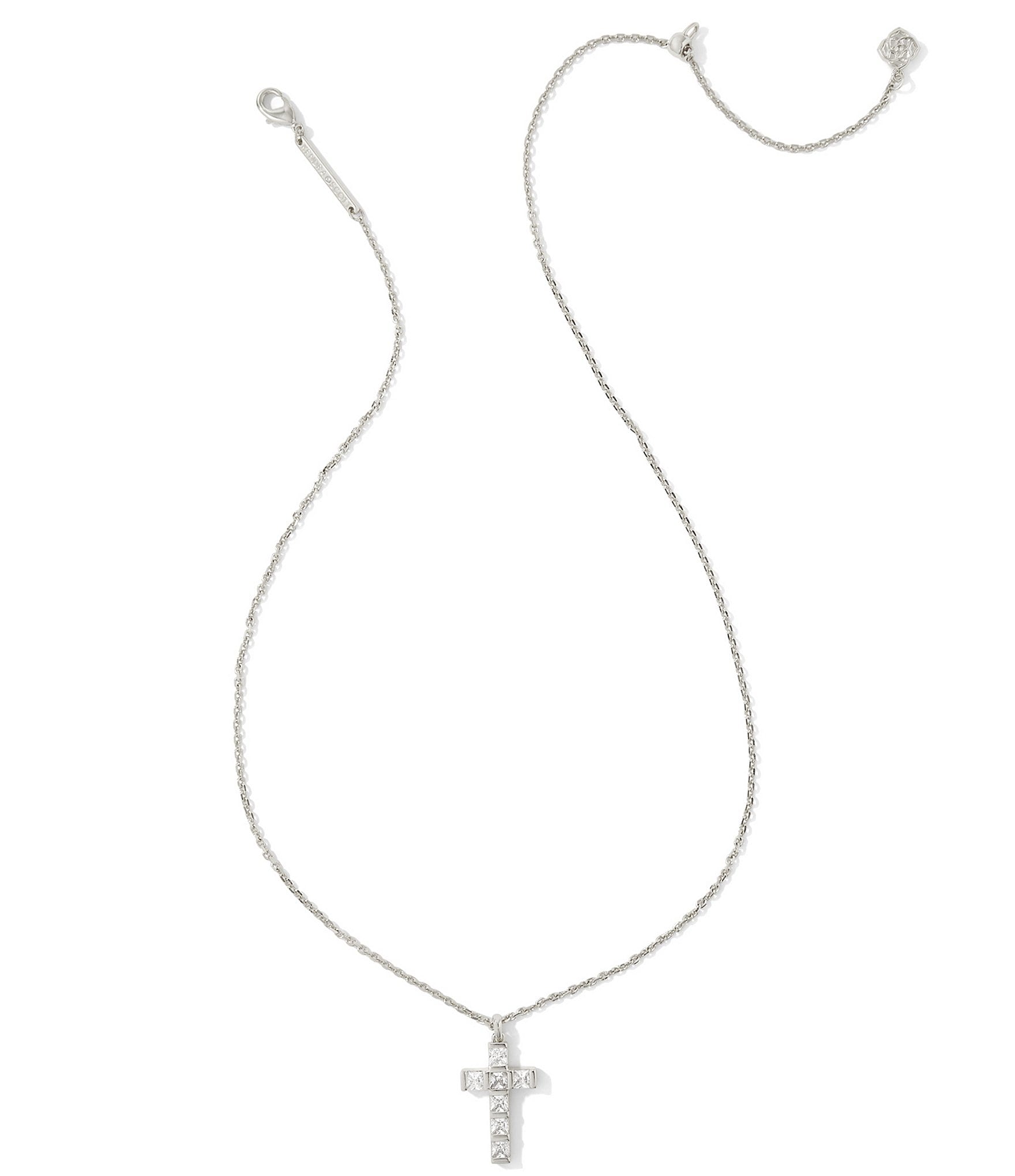 Kendra Scott Crystal Gracie Silver Cross Short Pendant Necklace