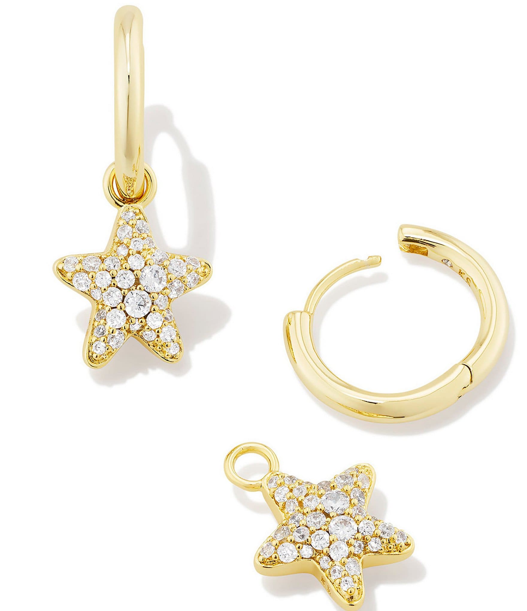 Kendra Scott Jae Star Crystal Pave Huggie Hoop Earrings