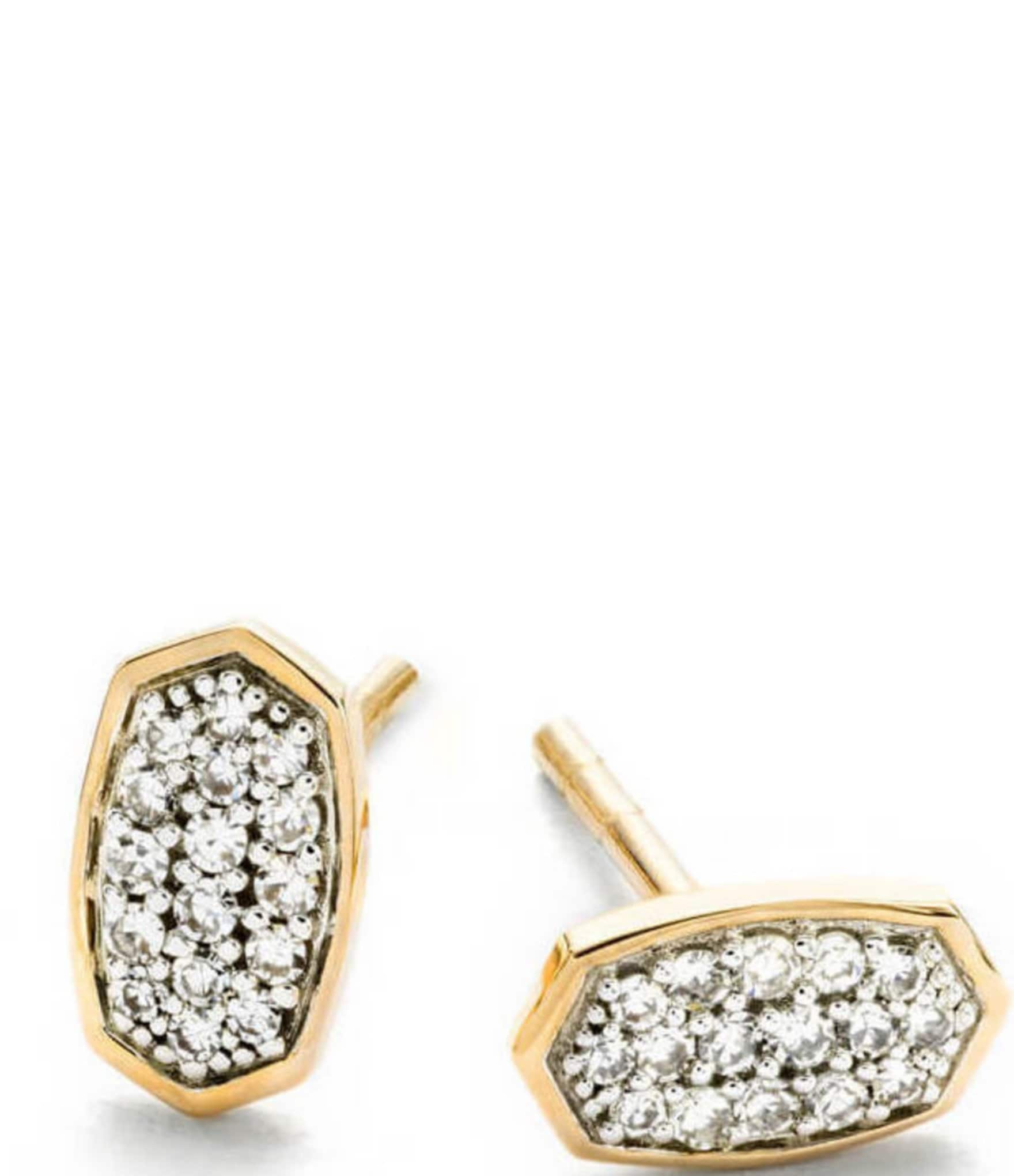 Kendra Scott Marisa Stud Earrings In White Diamond And 14K Gold