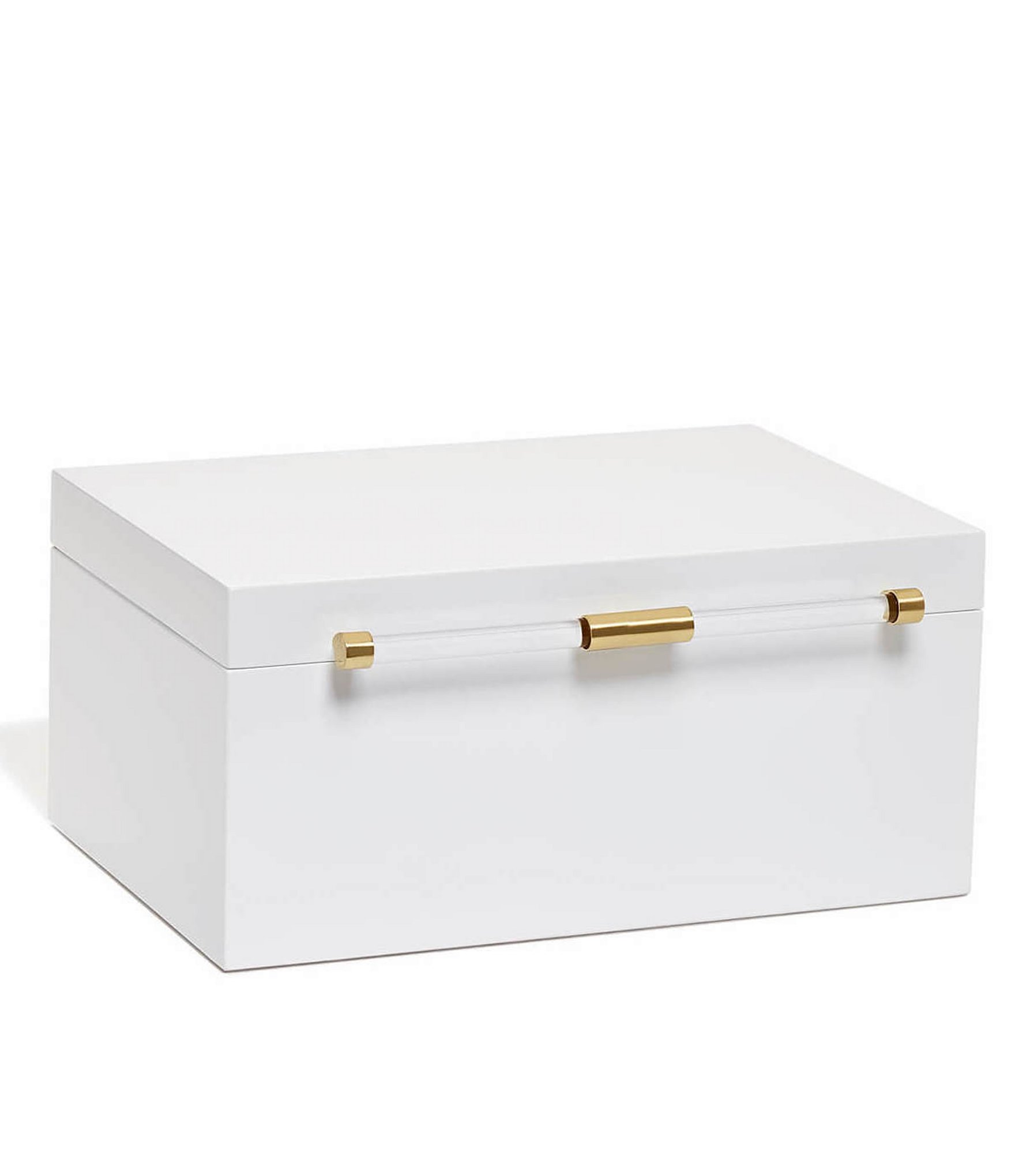 Kendra Scott Medium Antique Brass Jewelry Box In White Lacquer