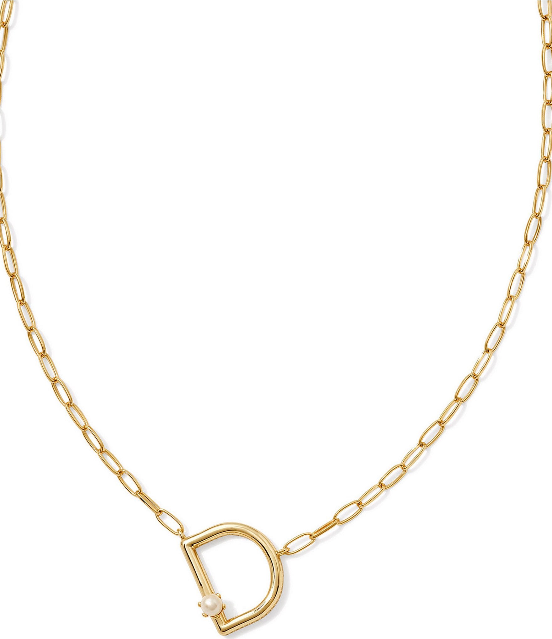 Kendra Scott Pearl Initial Gold Short Pendant Necklace