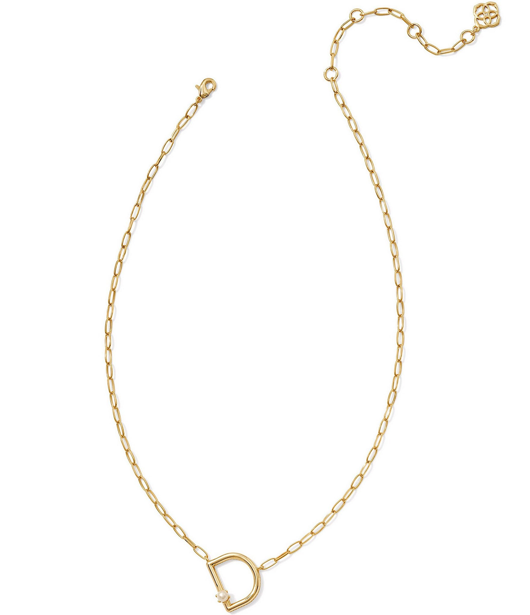 Kendra Scott Pearl Initial Gold Short Pendant Necklace