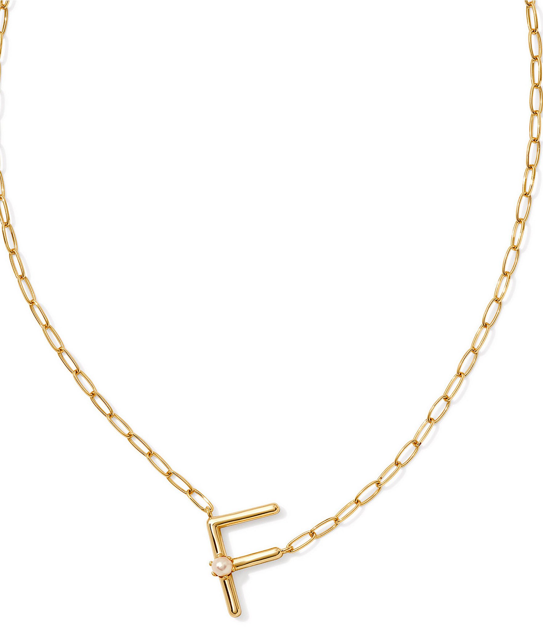 Kendra Scott Pearl Initial Gold Short Pendant Necklace