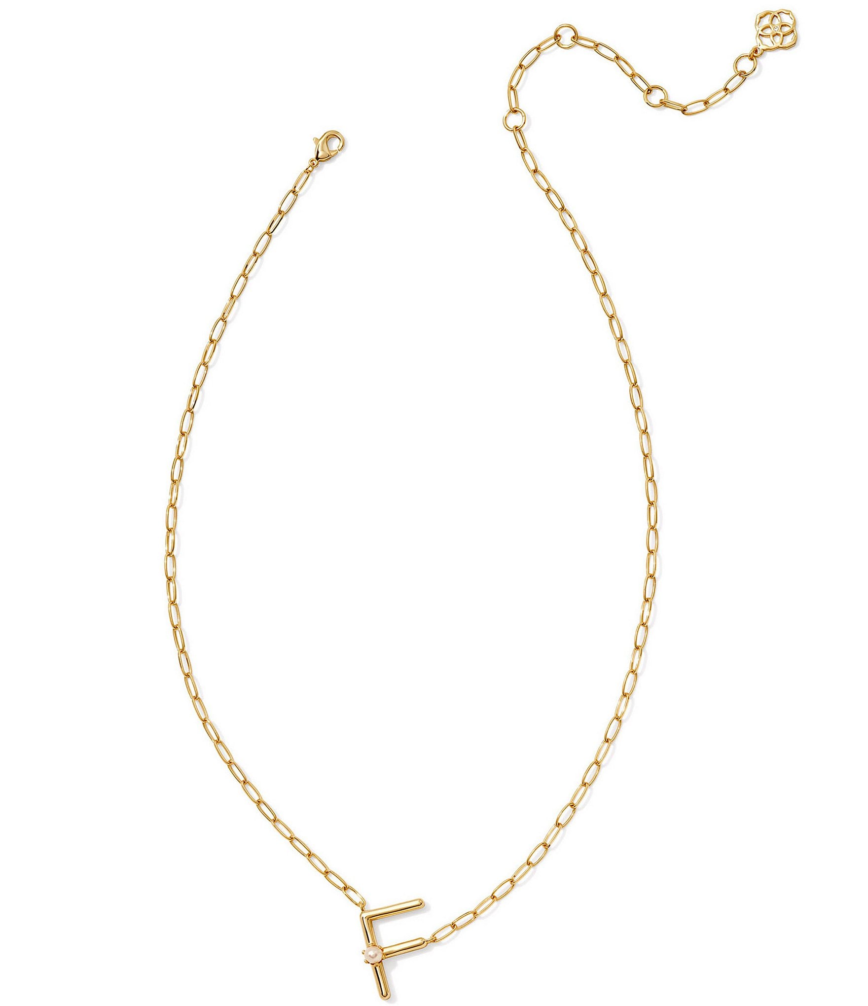 Kendra Scott Pearl Initial Gold Short Pendant Necklace