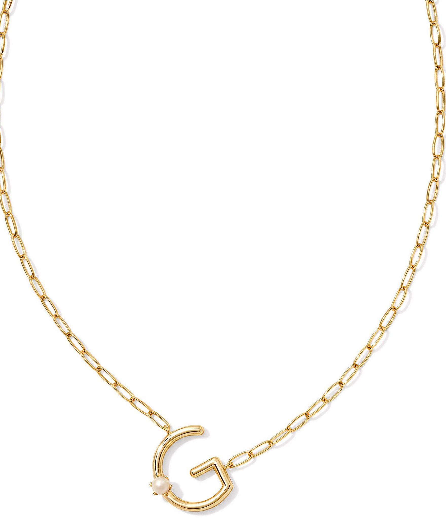 Kendra Scott Pearl Initial Gold Short Pendant Necklace