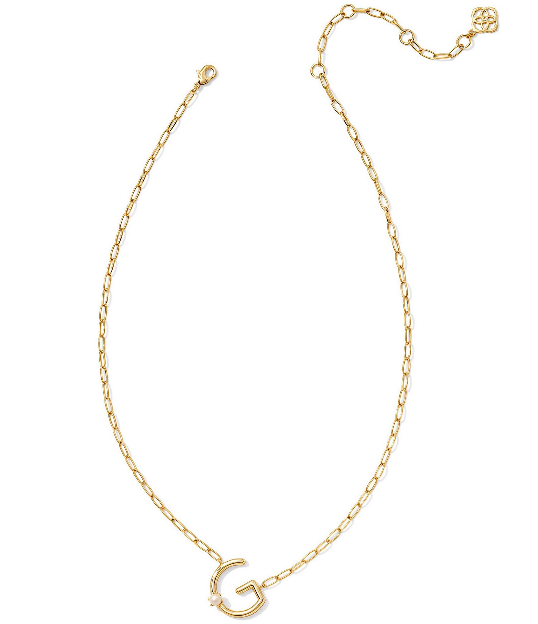 Kendra Scott Pearl Initial Gold Short Pendant Necklace