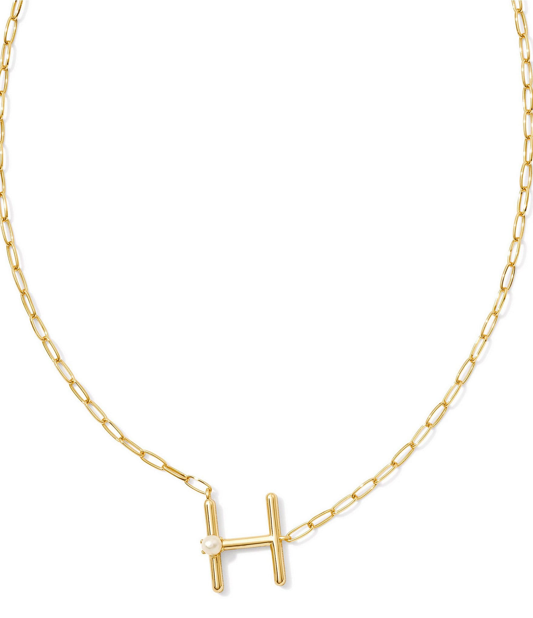 Kendra Scott Pearl Initial Gold Short Pendant Necklace