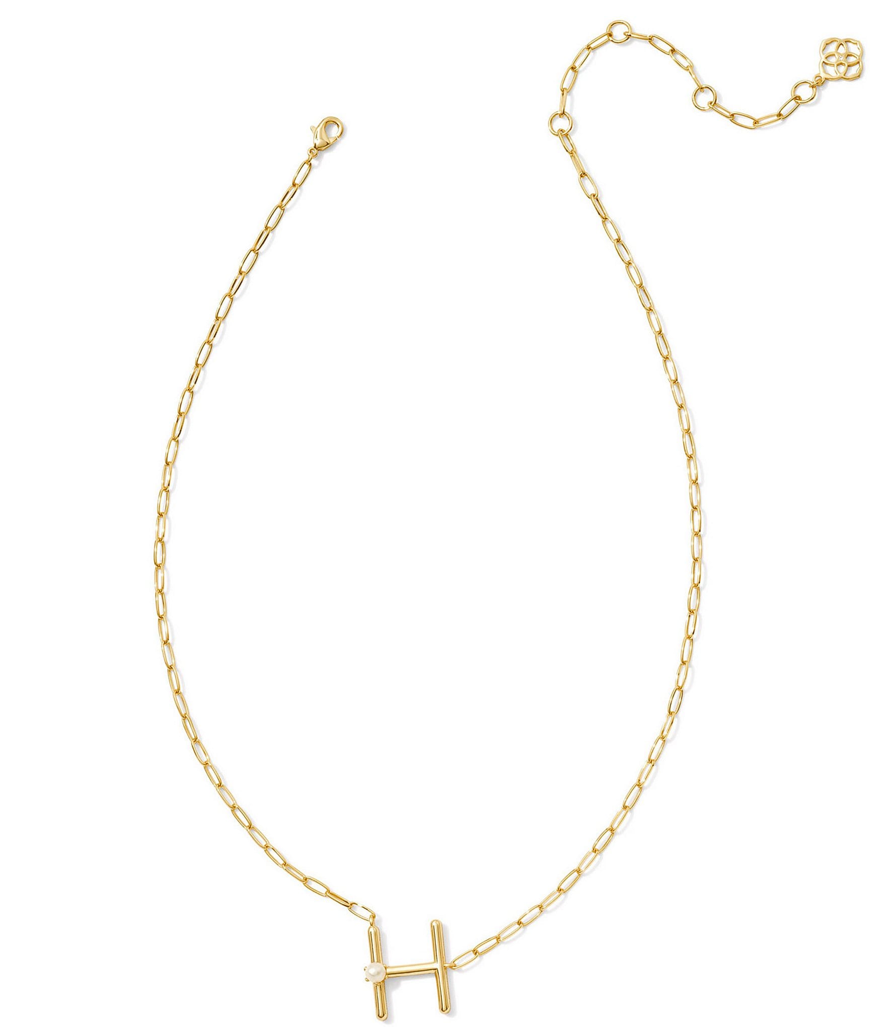 Kendra Scott Pearl Initial Gold Short Pendant Necklace