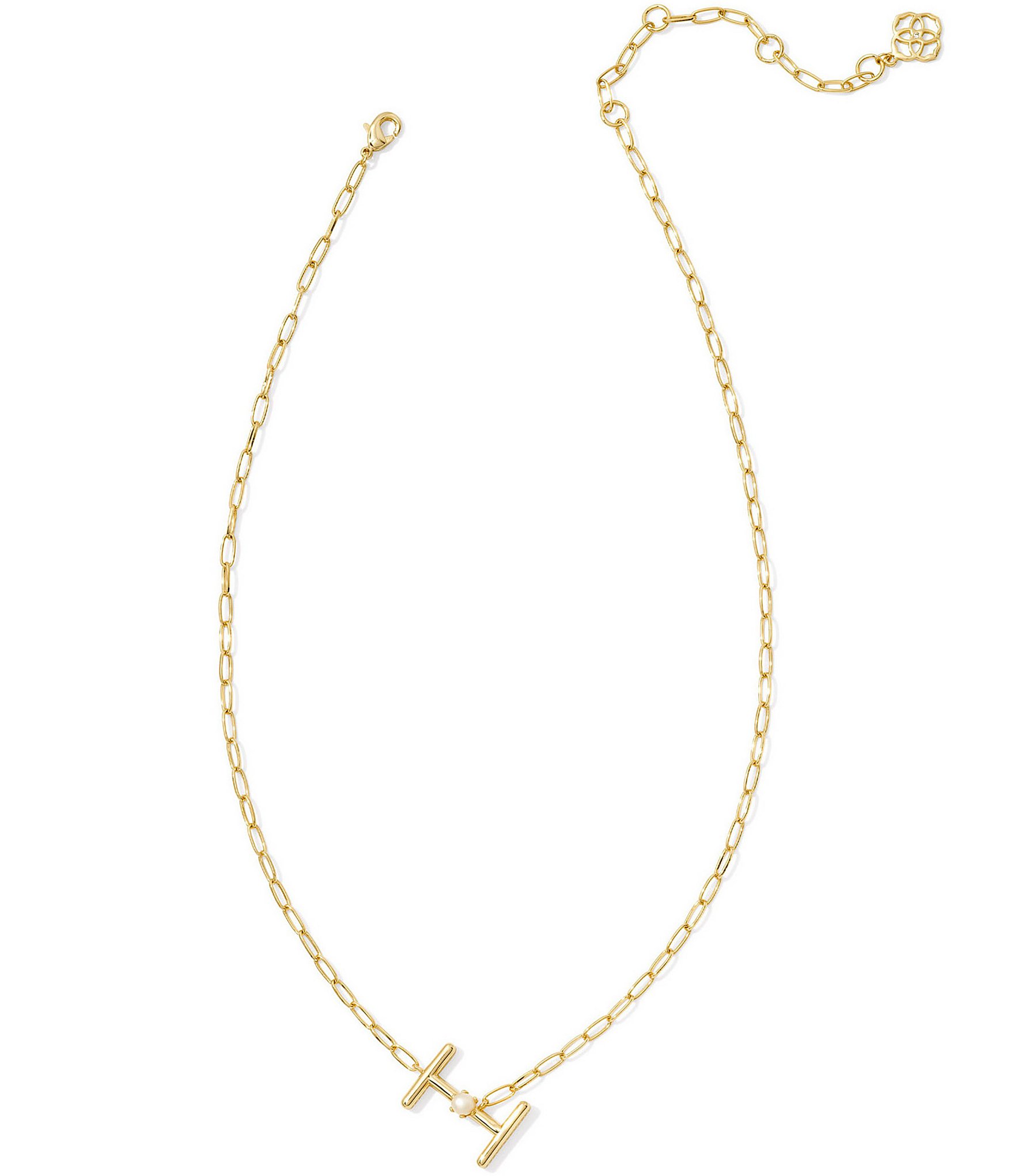 Kendra Scott Pearl Initial Gold Short Pendant Necklace