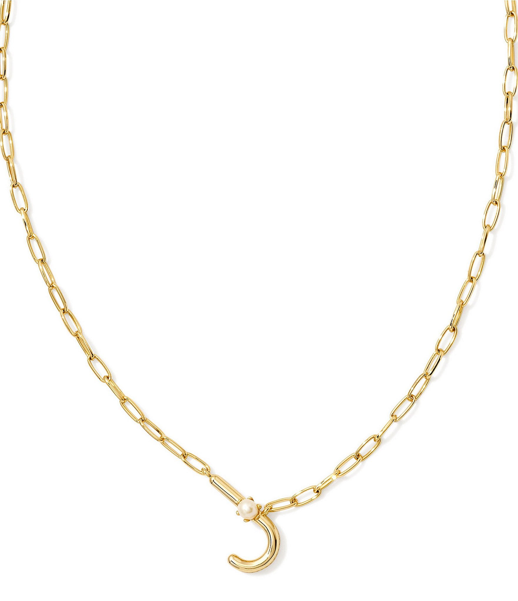 Kendra Scott Pearl Initial Gold Short Pendant Necklace