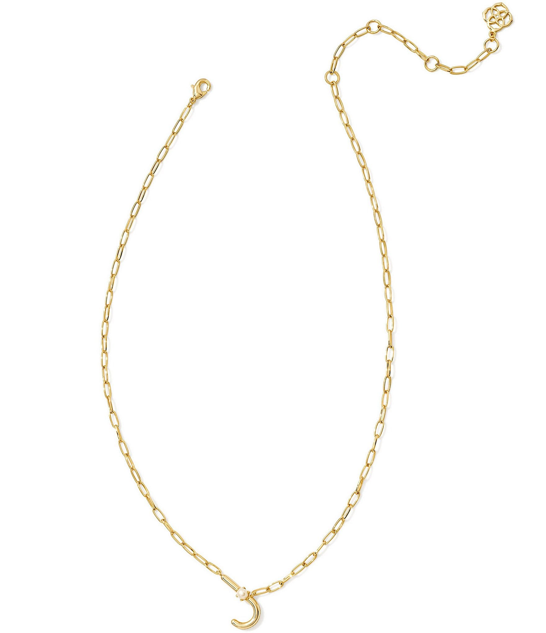 Kendra Scott Pearl Initial Gold Short Pendant Necklace