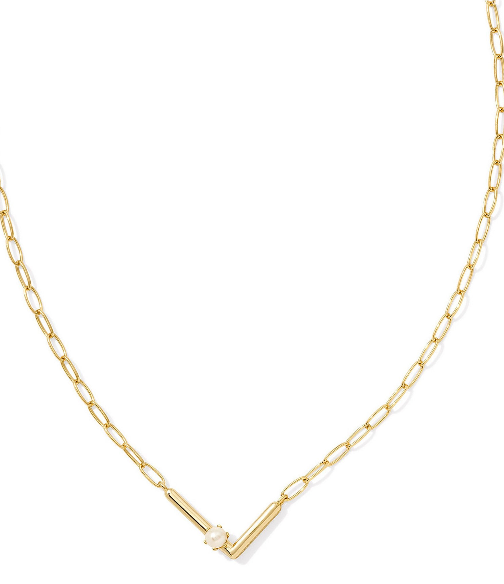 Kendra Scott Pearl Initial Gold Short Pendant Necklace