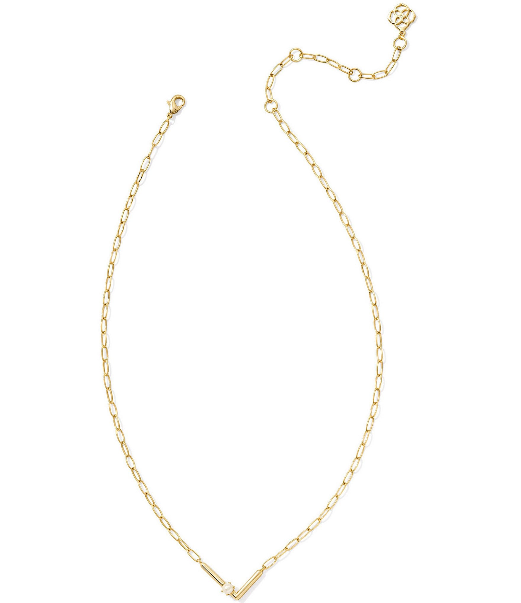 Kendra Scott Pearl Initial Gold Short Pendant Necklace