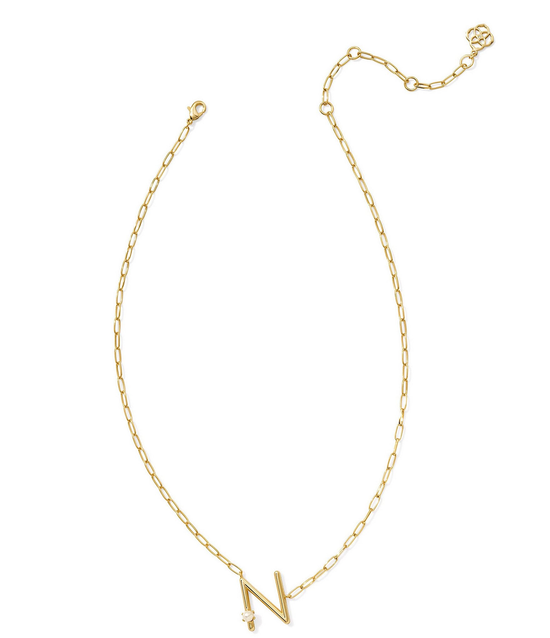 Kendra Scott Pearl Initial Gold Short Pendant Necklace