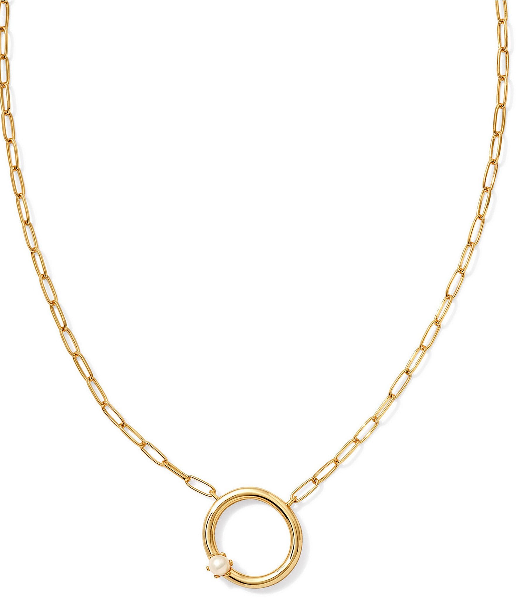 Kendra Scott Pearl Initial Gold Short Pendant Necklace