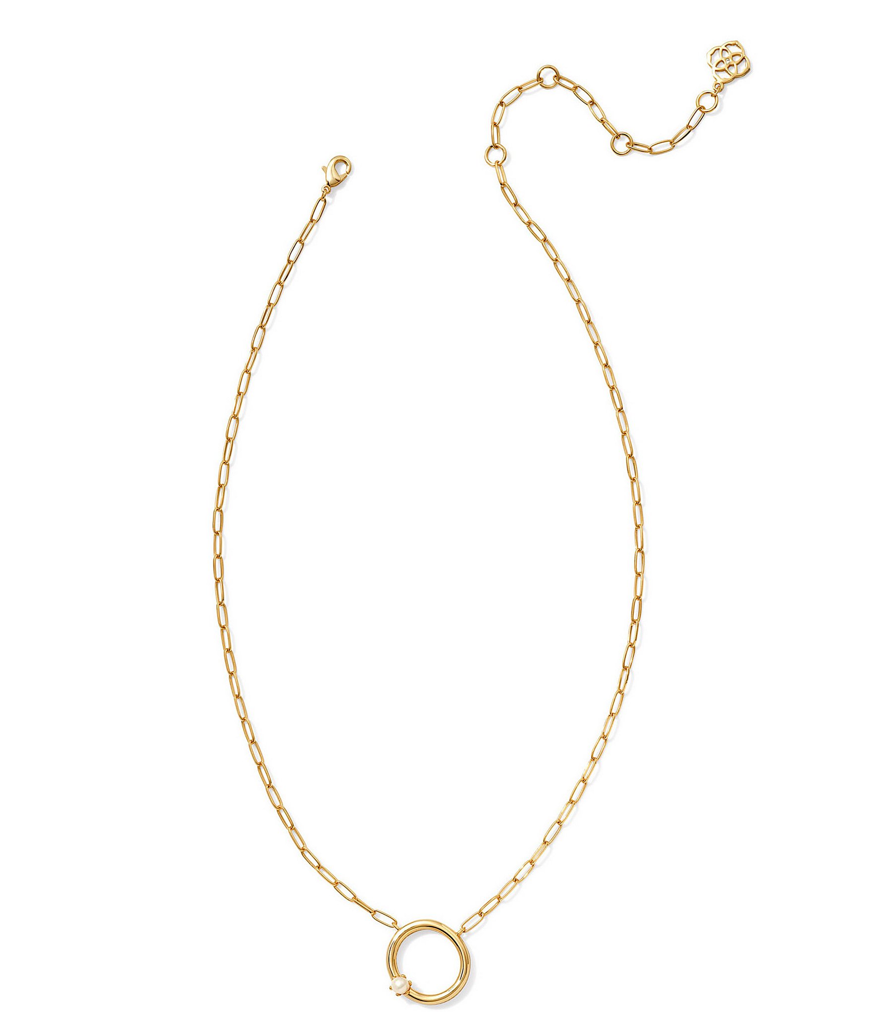 Kendra Scott Pearl Initial Gold Short Pendant Necklace