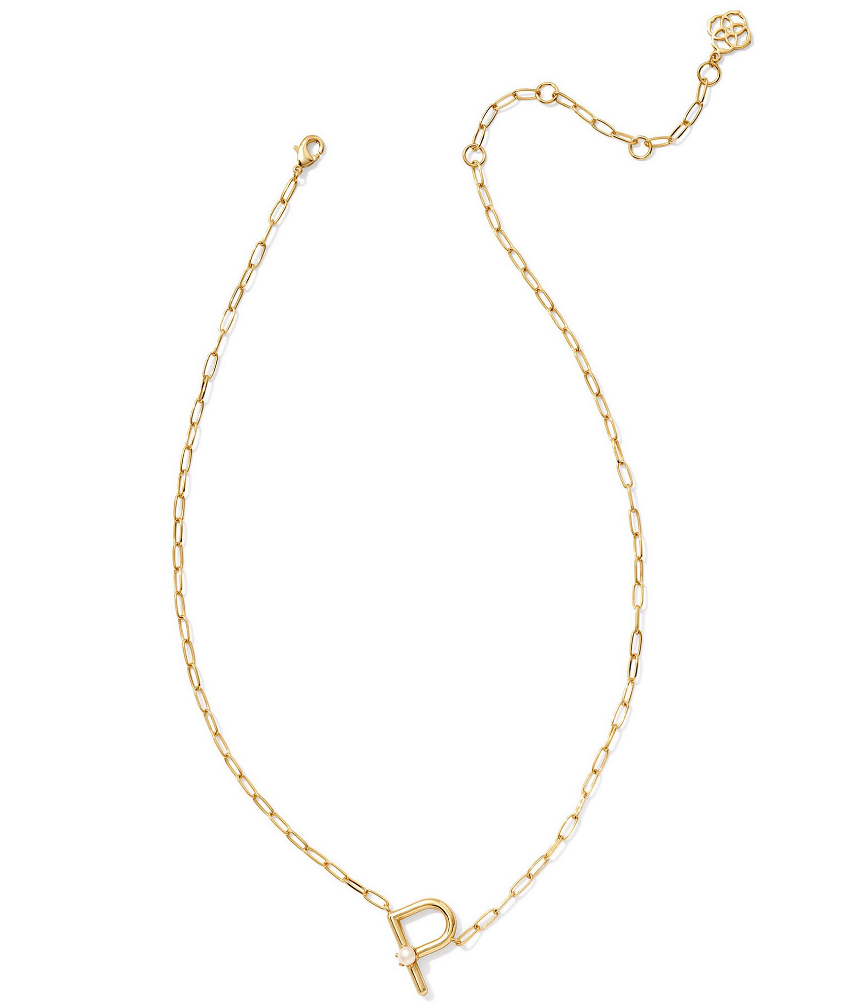 Kendra Scott Pearl Initial Gold Short Pendant Necklace