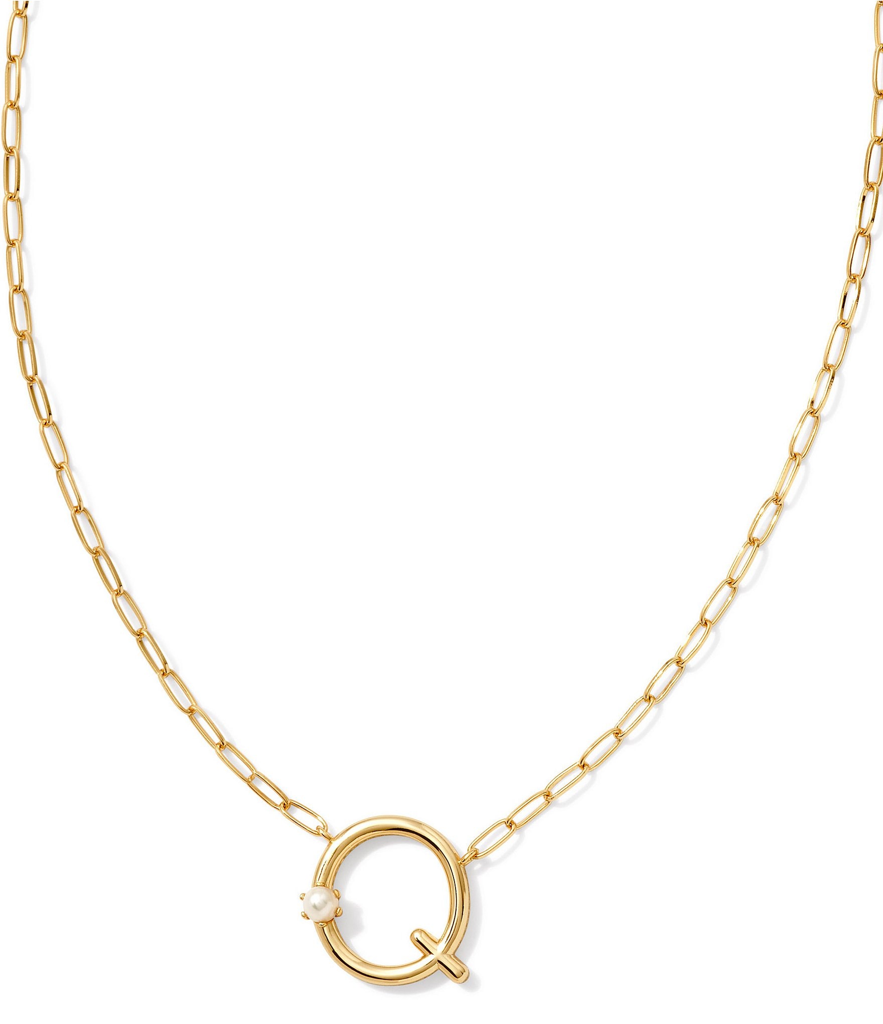 Kendra Scott Pearl Initial Gold Short Pendant Necklace