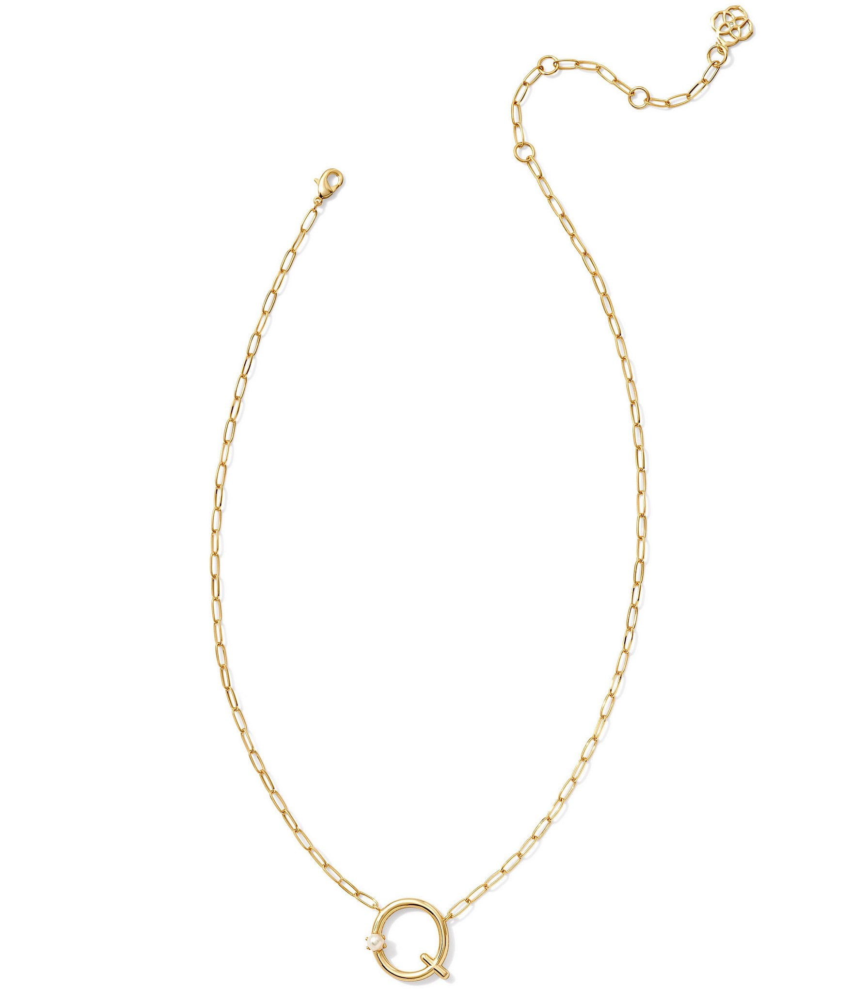 Kendra Scott Pearl Initial Gold Short Pendant Necklace