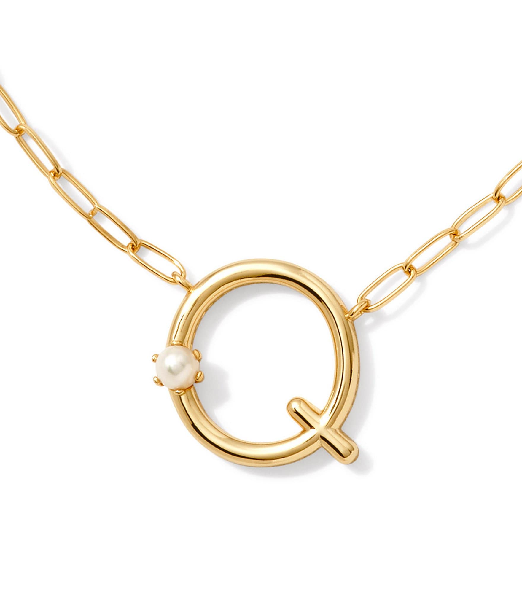 Kendra Scott Pearl Initial Gold Short Pendant Necklace