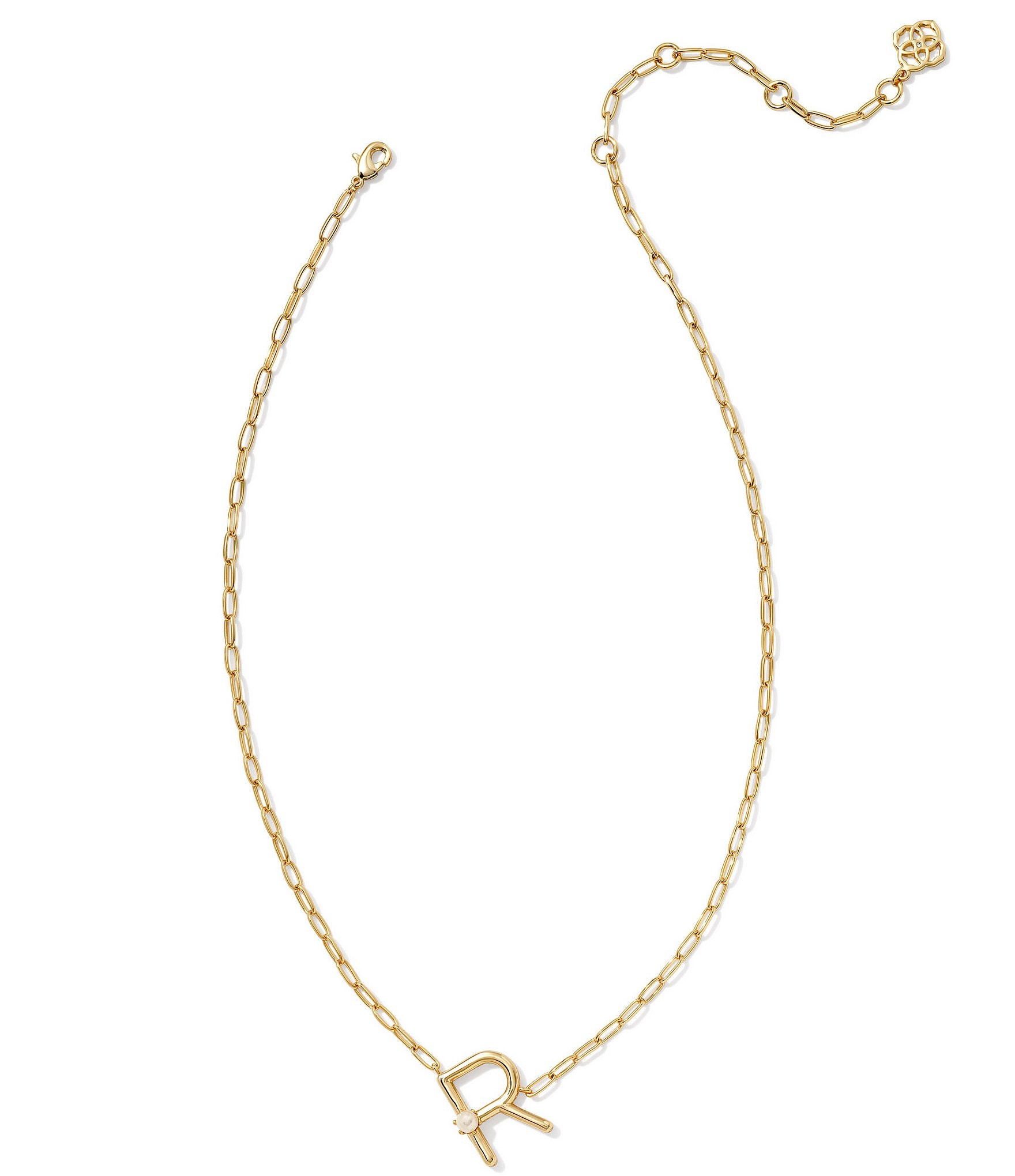 Kendra Scott Pearl Initial Gold Short Pendant Necklace