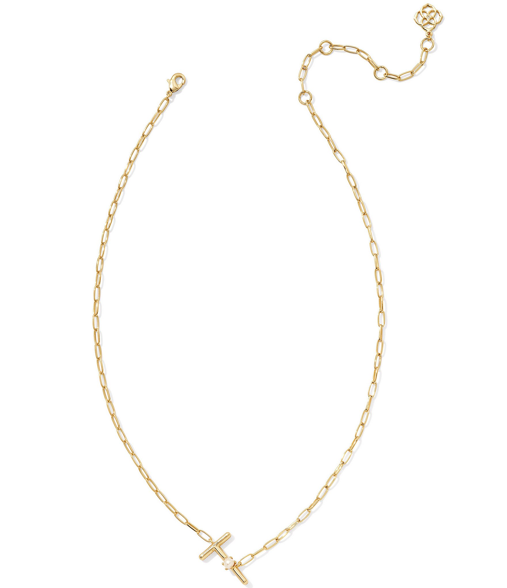 Kendra Scott Pearl Initial Gold Short Pendant Necklace