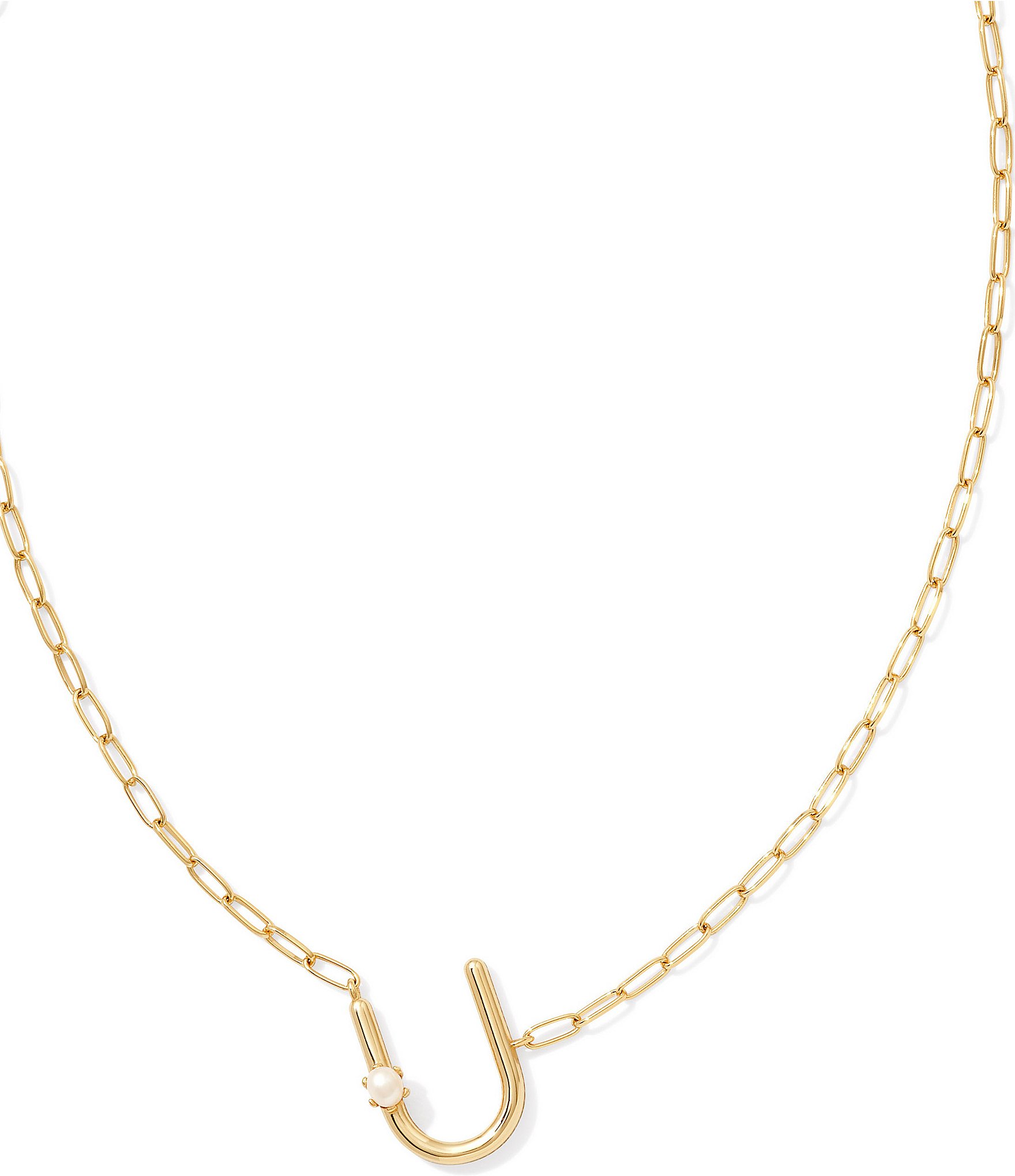 Kendra Scott Pearl Initial Gold Short Pendant Necklace