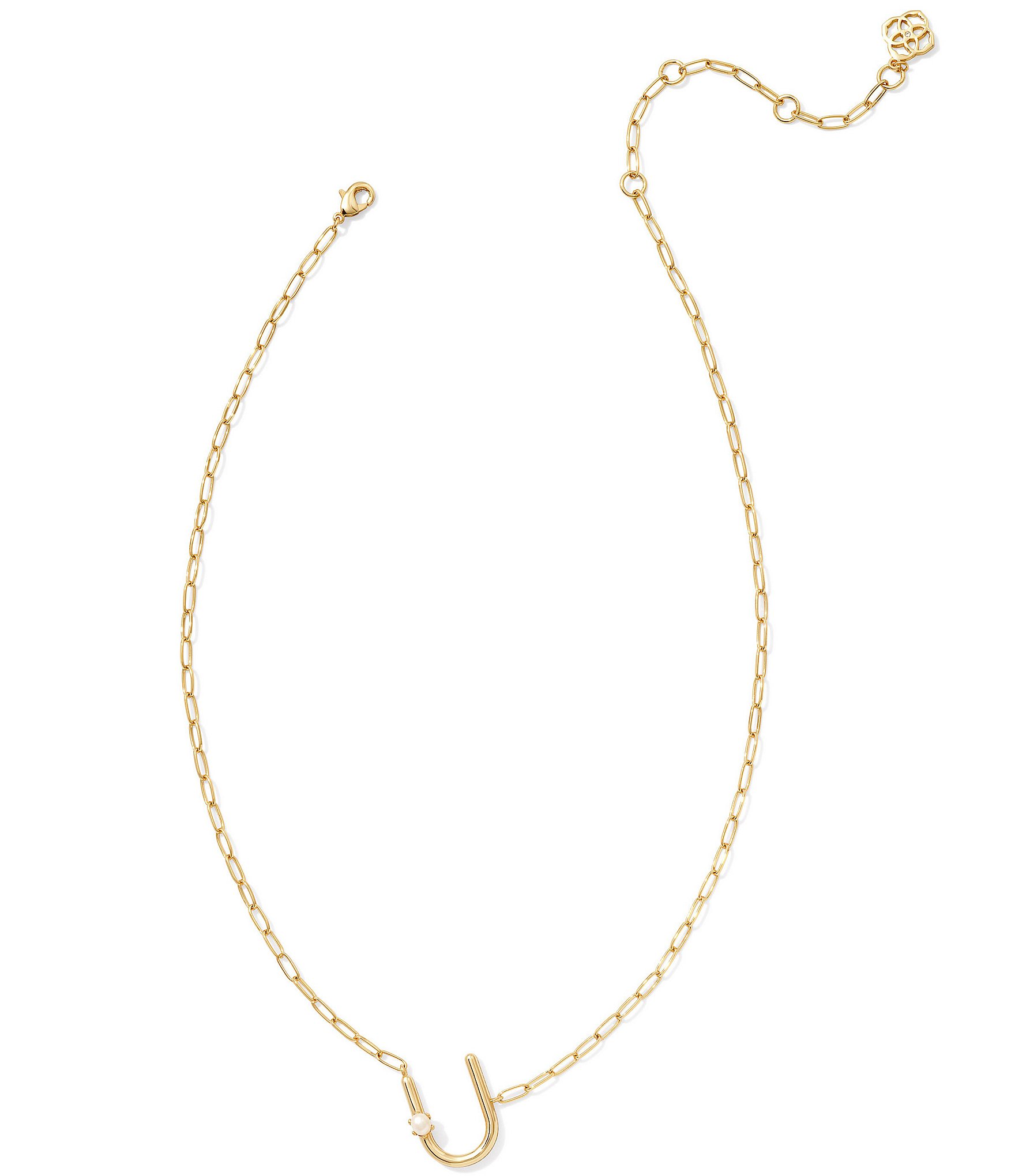 Kendra Scott Pearl Initial Gold Short Pendant Necklace