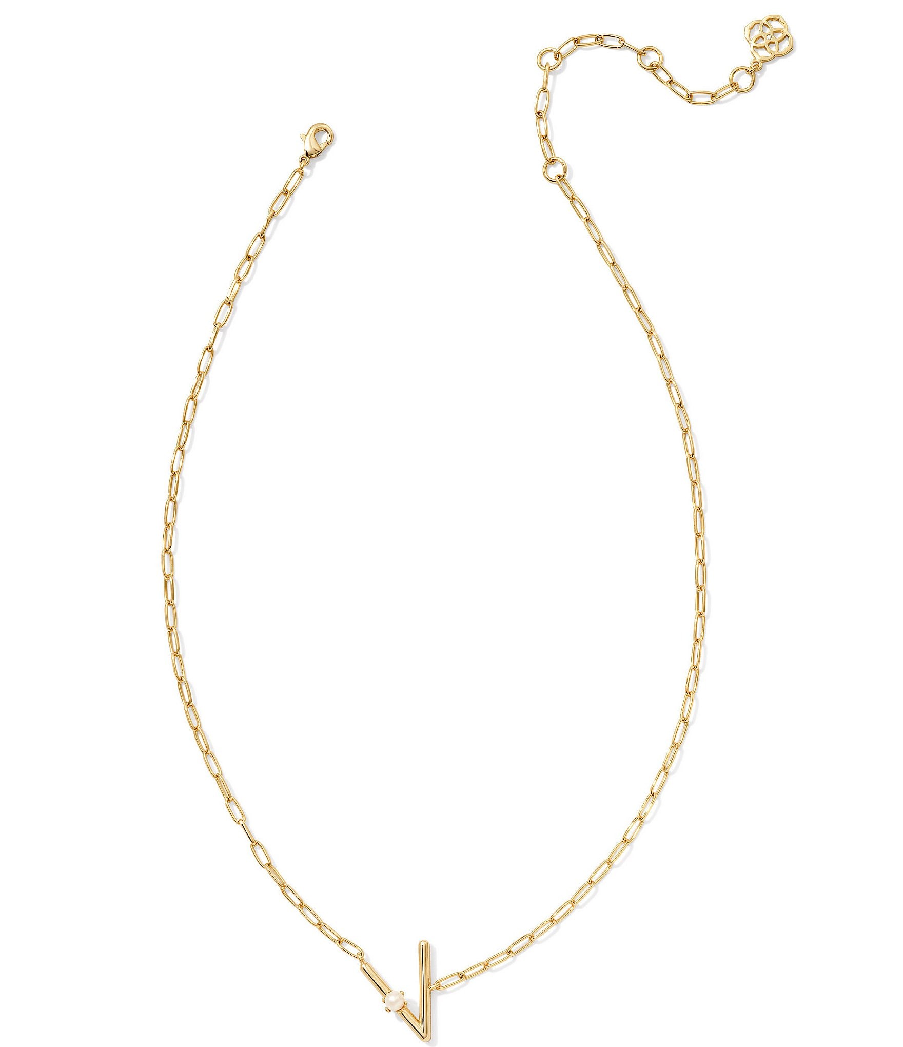 Kendra Scott Pearl Initial Gold Short Pendant Necklace