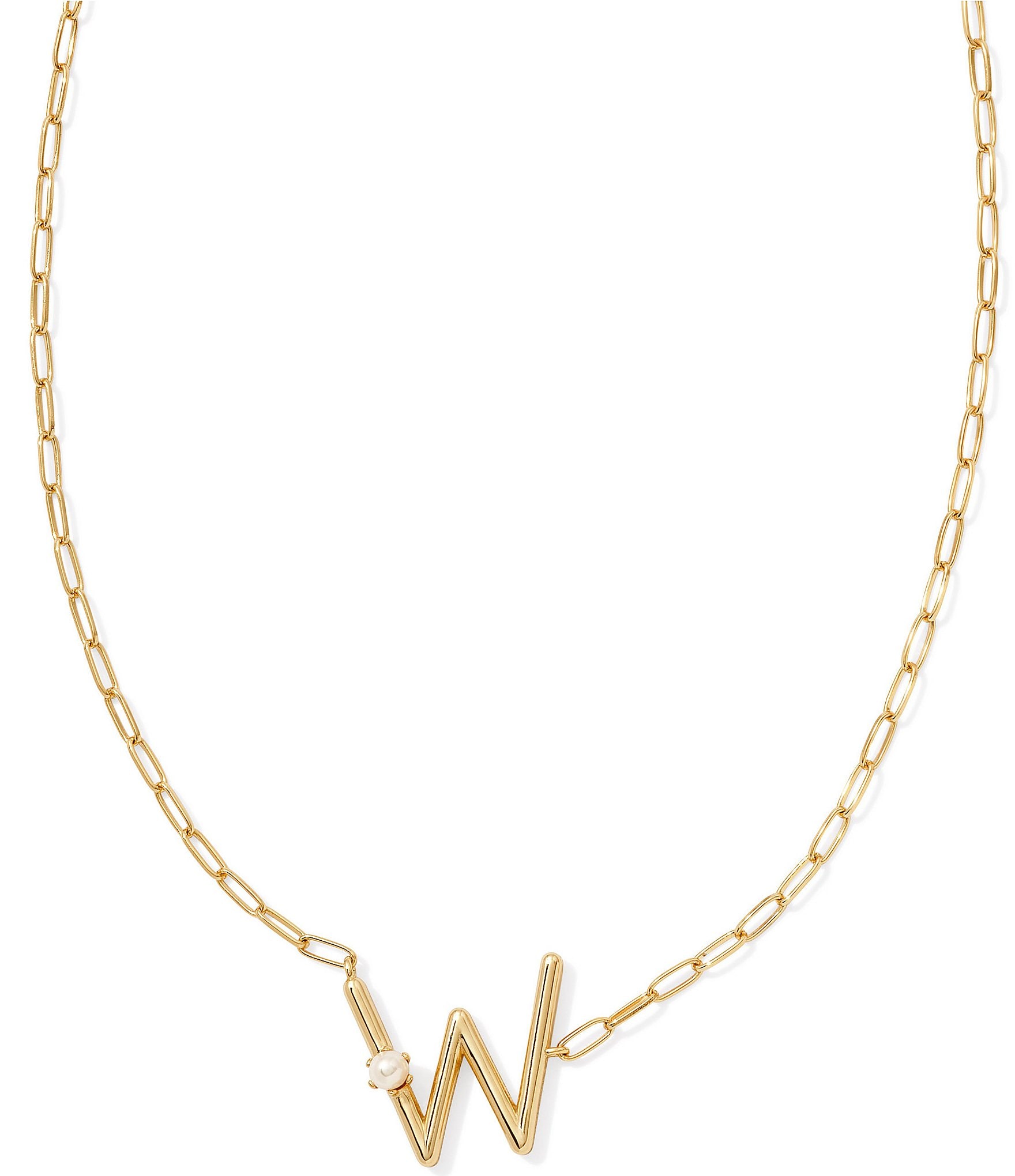 Kendra Scott Pearl Initial Gold Short Pendant Necklace