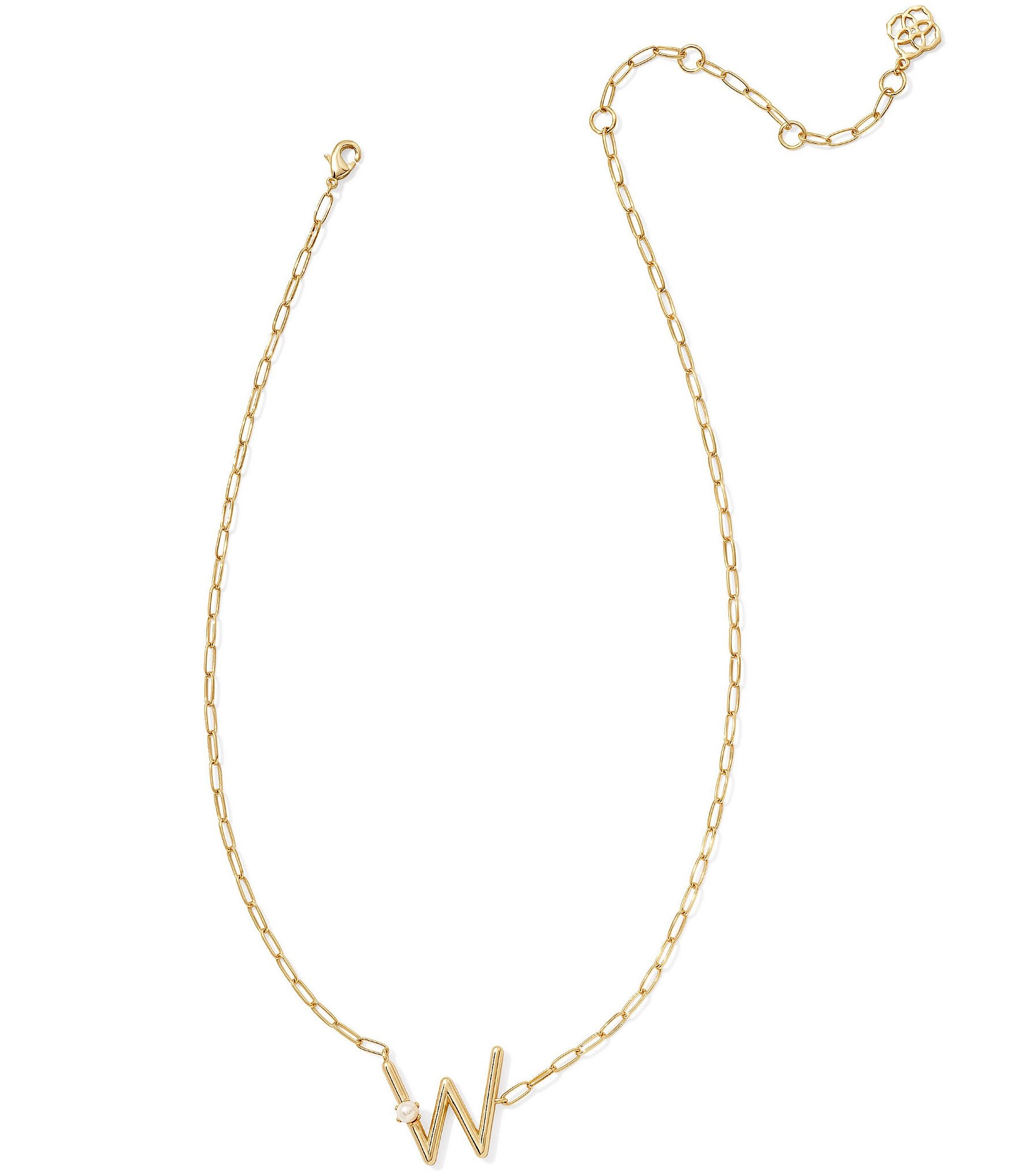 Kendra Scott Pearl Initial Gold Short Pendant Necklace