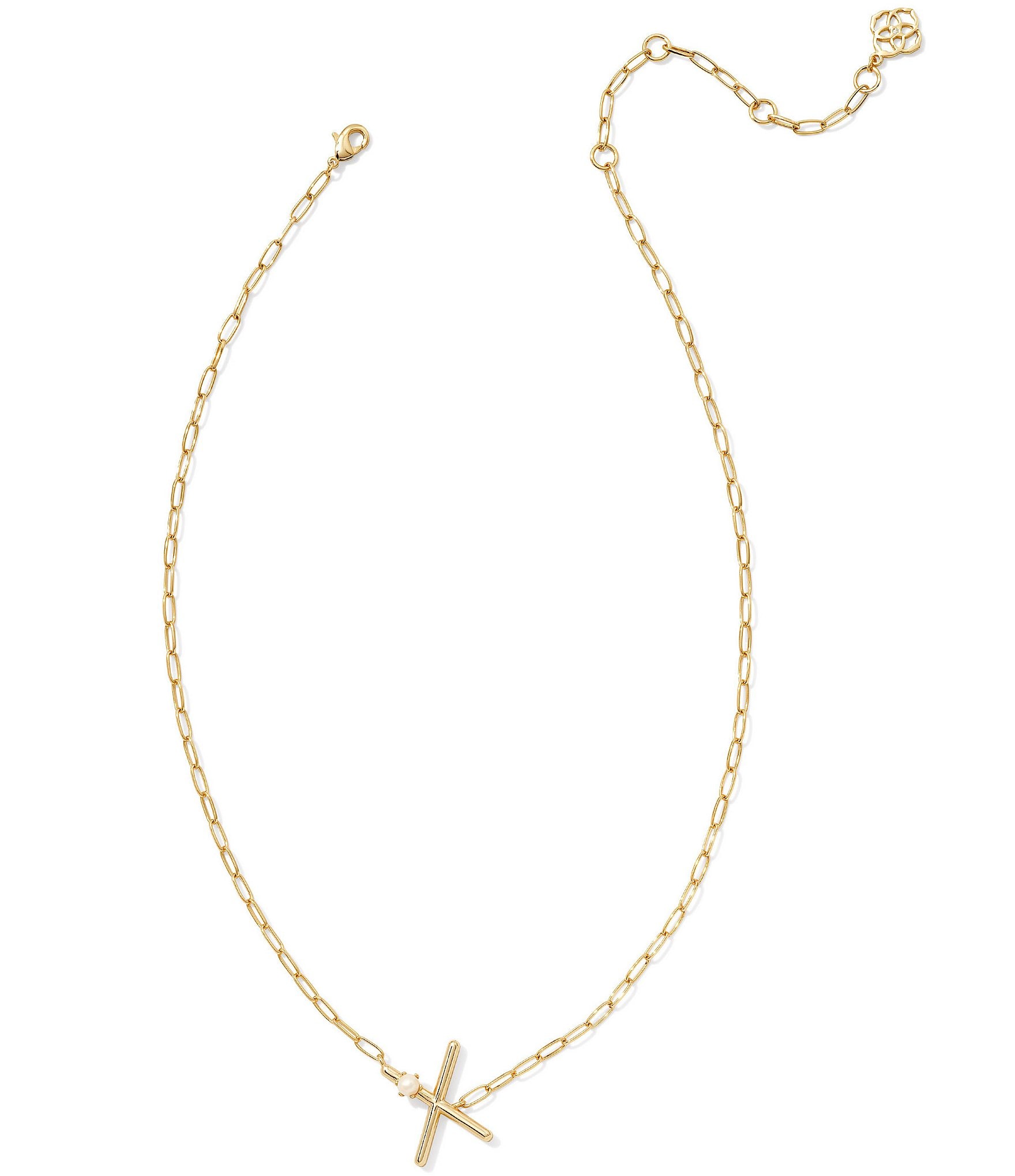 Kendra Scott Pearl Initial Gold Short Pendant Necklace