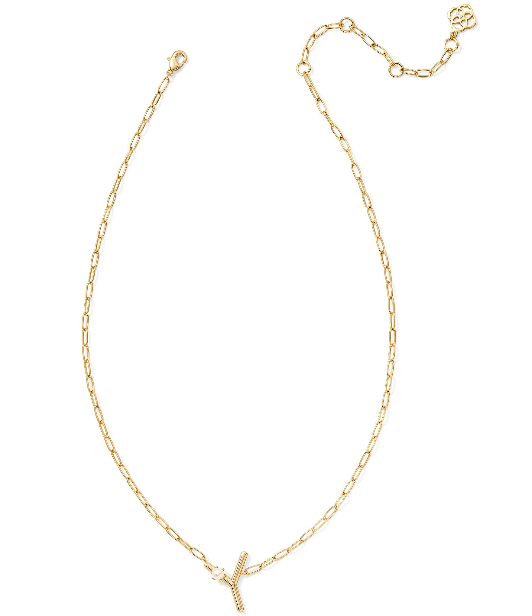 Kendra Scott Pearl Initial Gold Short Pendant Necklace